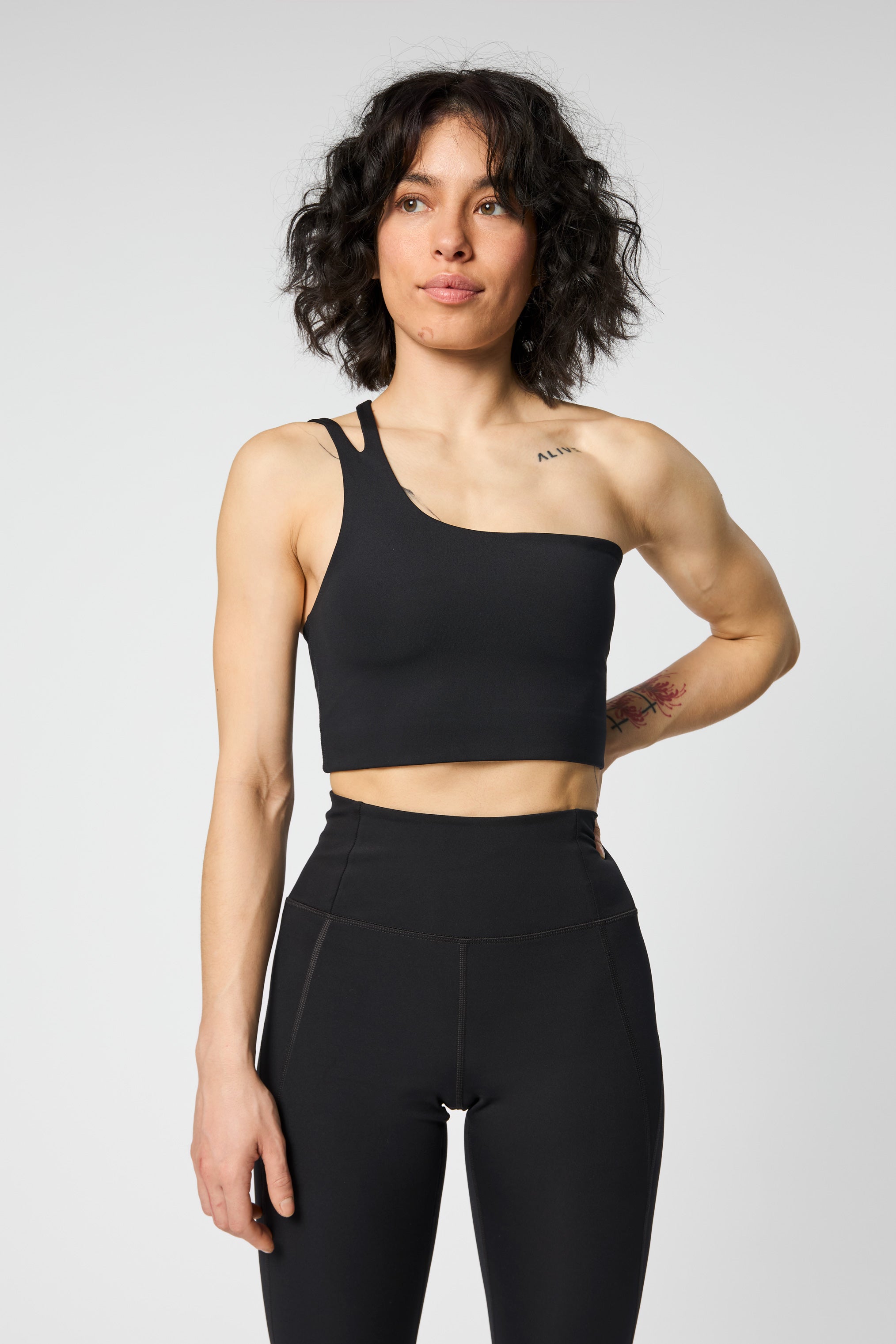 Uma One Shoulder Bra, Black
