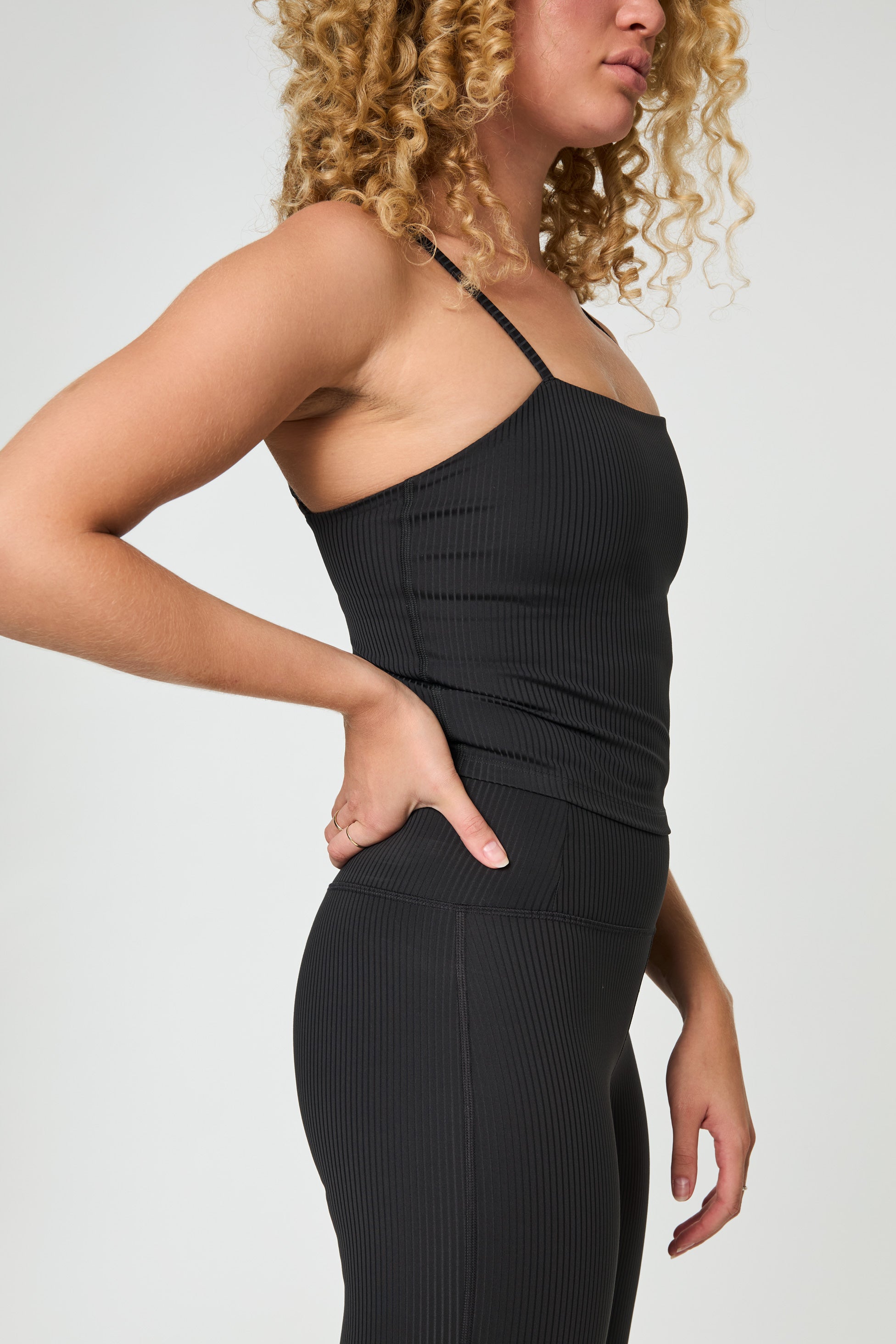 Rib Cami Top, Black