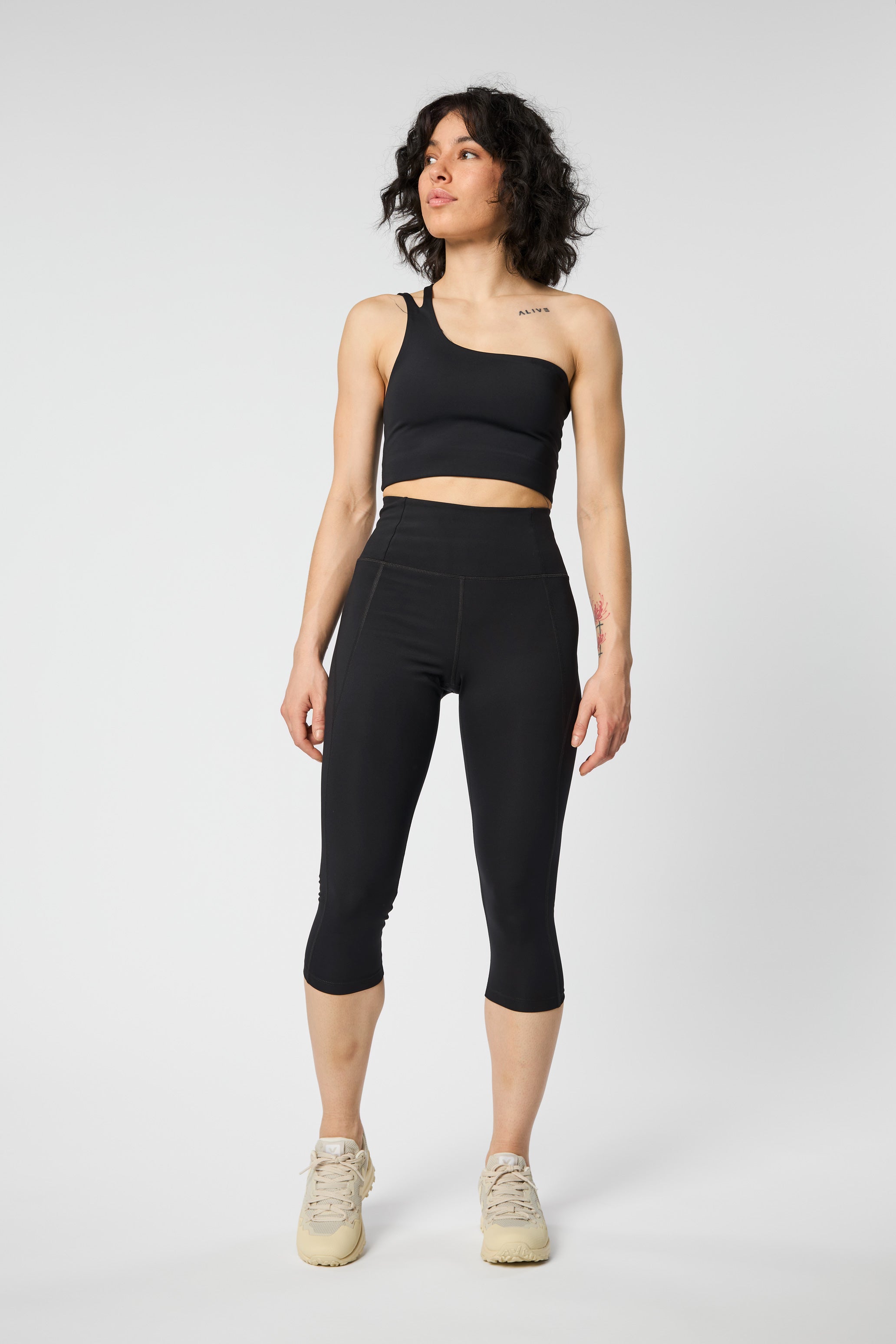 Compressive High-Rise Legging, Capri, Black