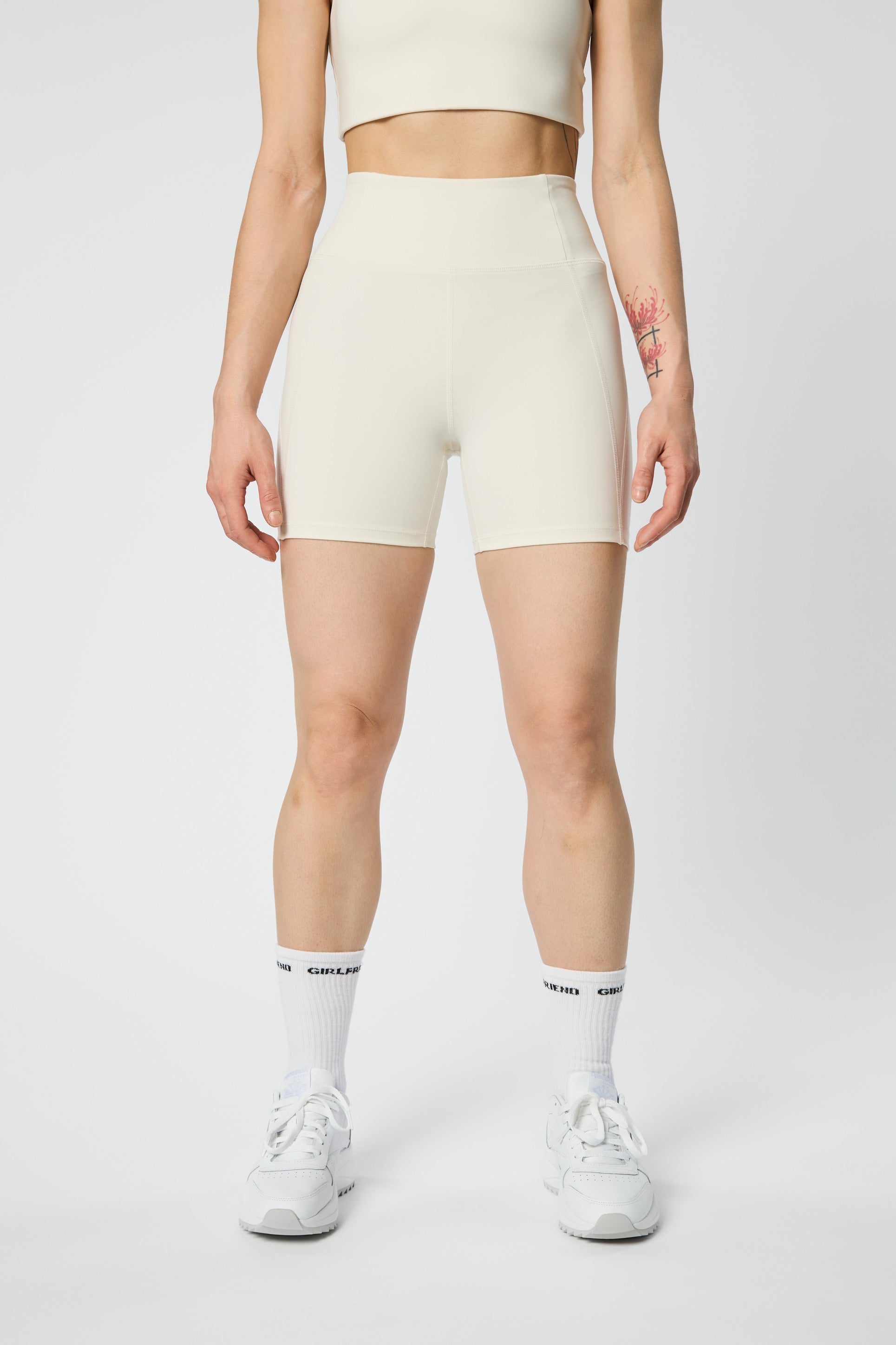 Compressive High-Rise Run Shorts, Ivory