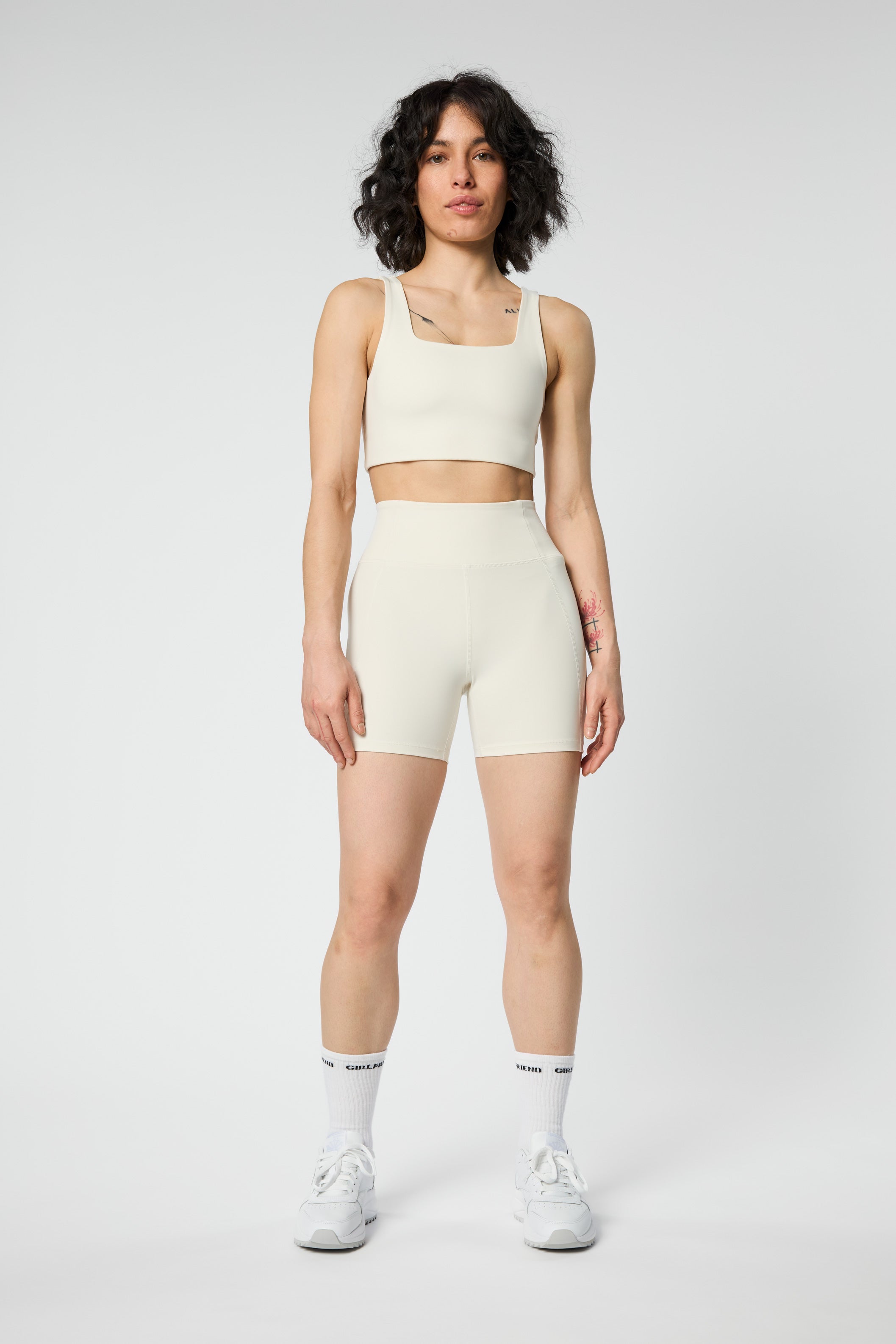 Compressive High-Rise Run Shorts, Ivory