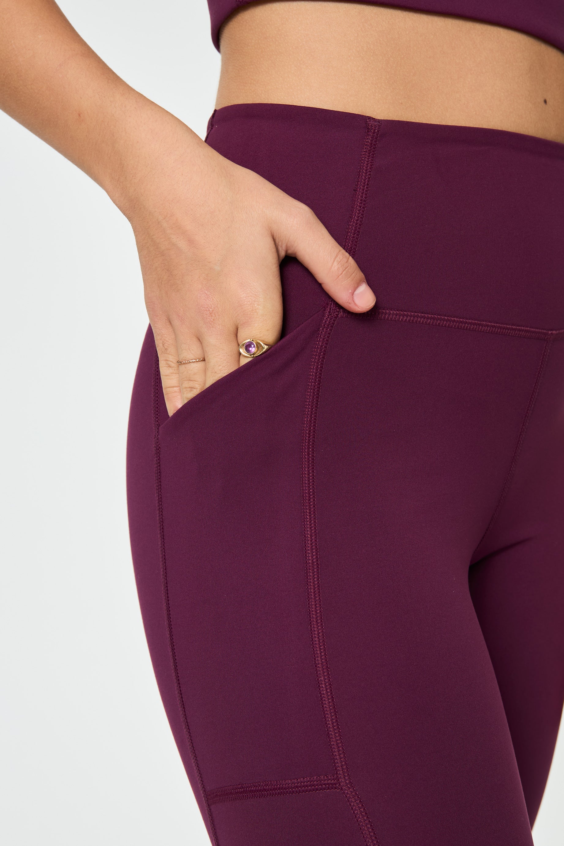 Pocket High-Rise Legging, Long, Plum