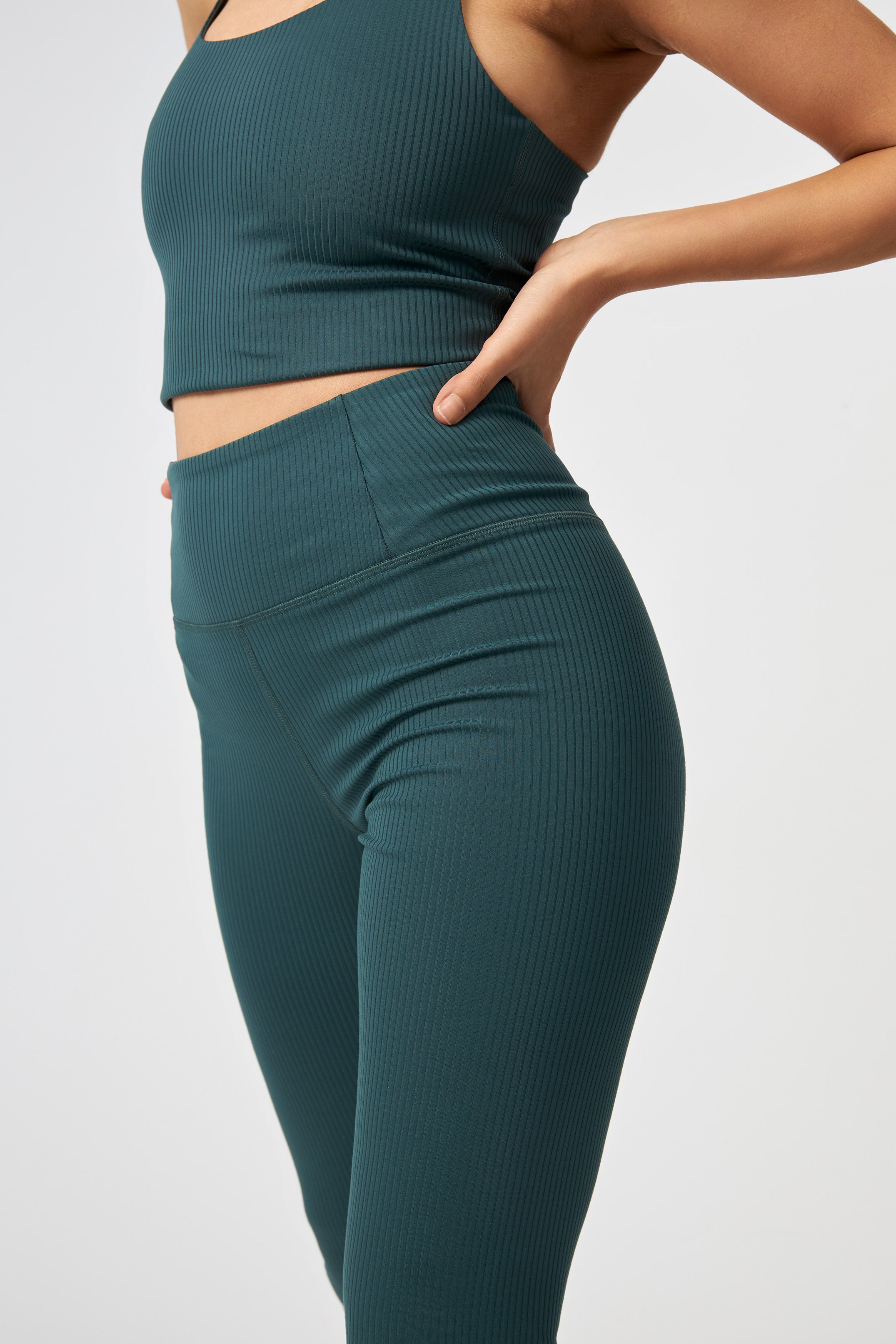 Rib High-Rise Legging, Long, Moss