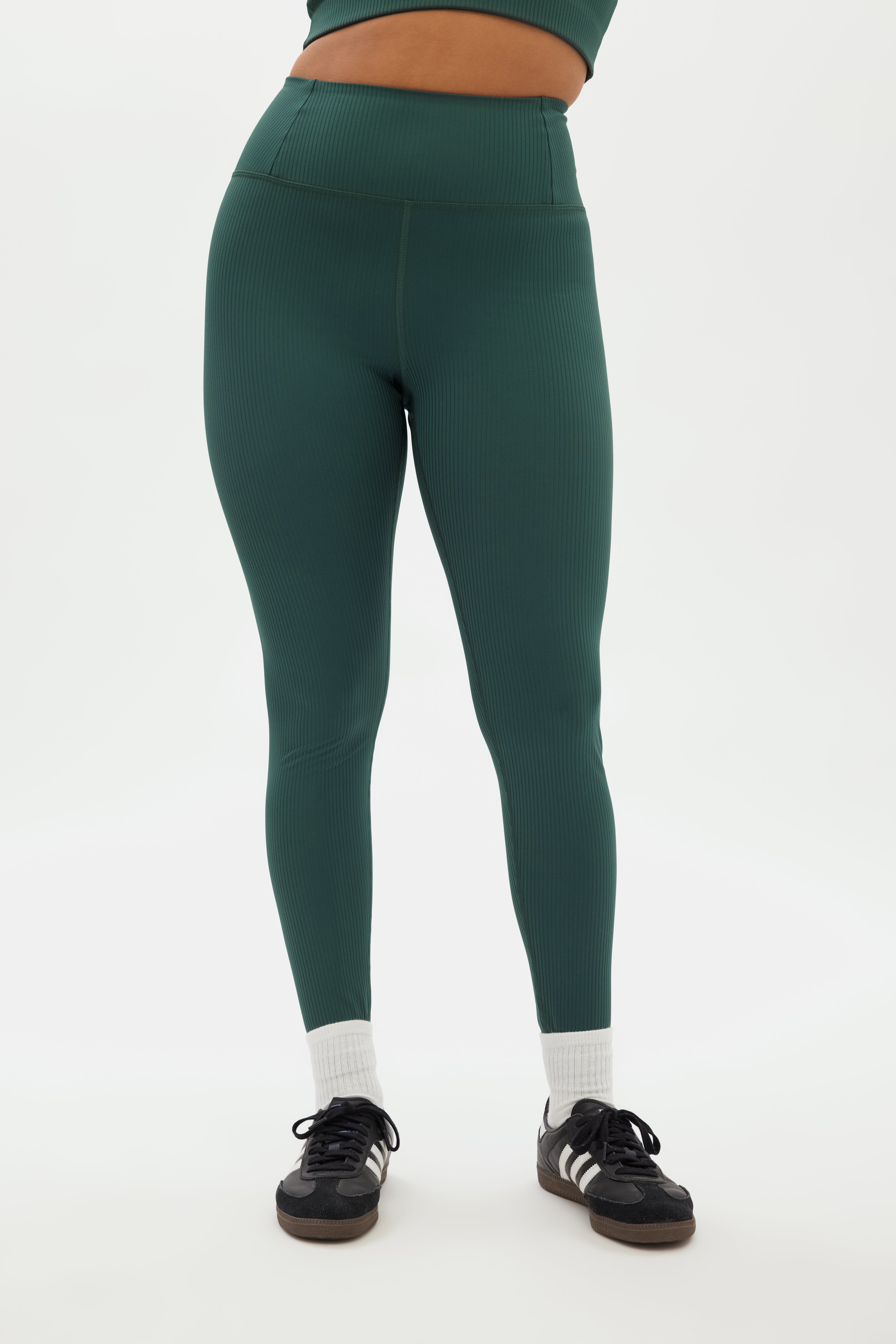 Rib High-Rise Legging, Long, Moss