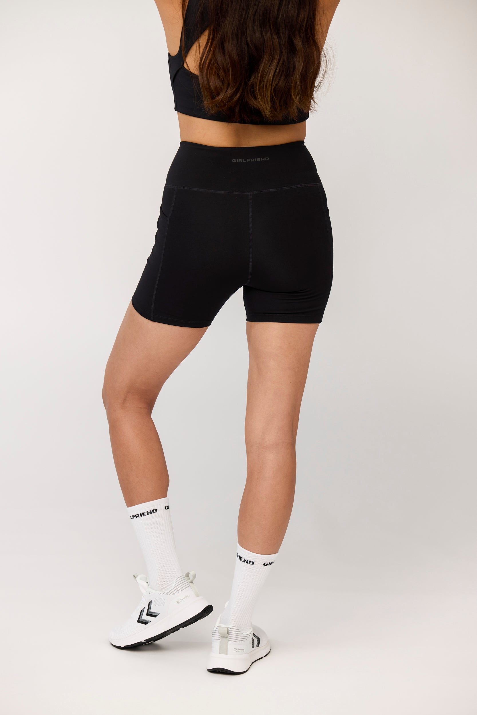 Pocket High-Rise Run Shorts, Black