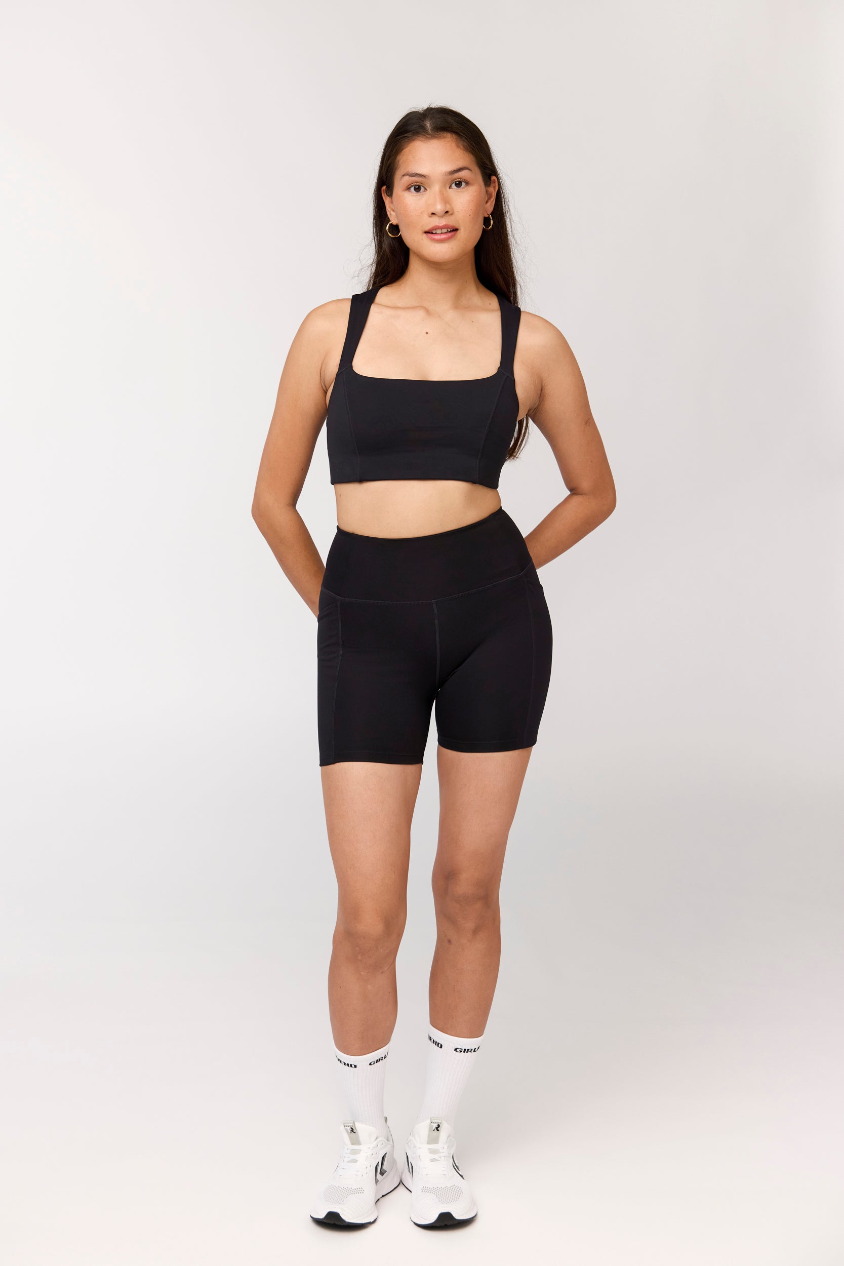 Pocket High-Rise Run Shorts, Black