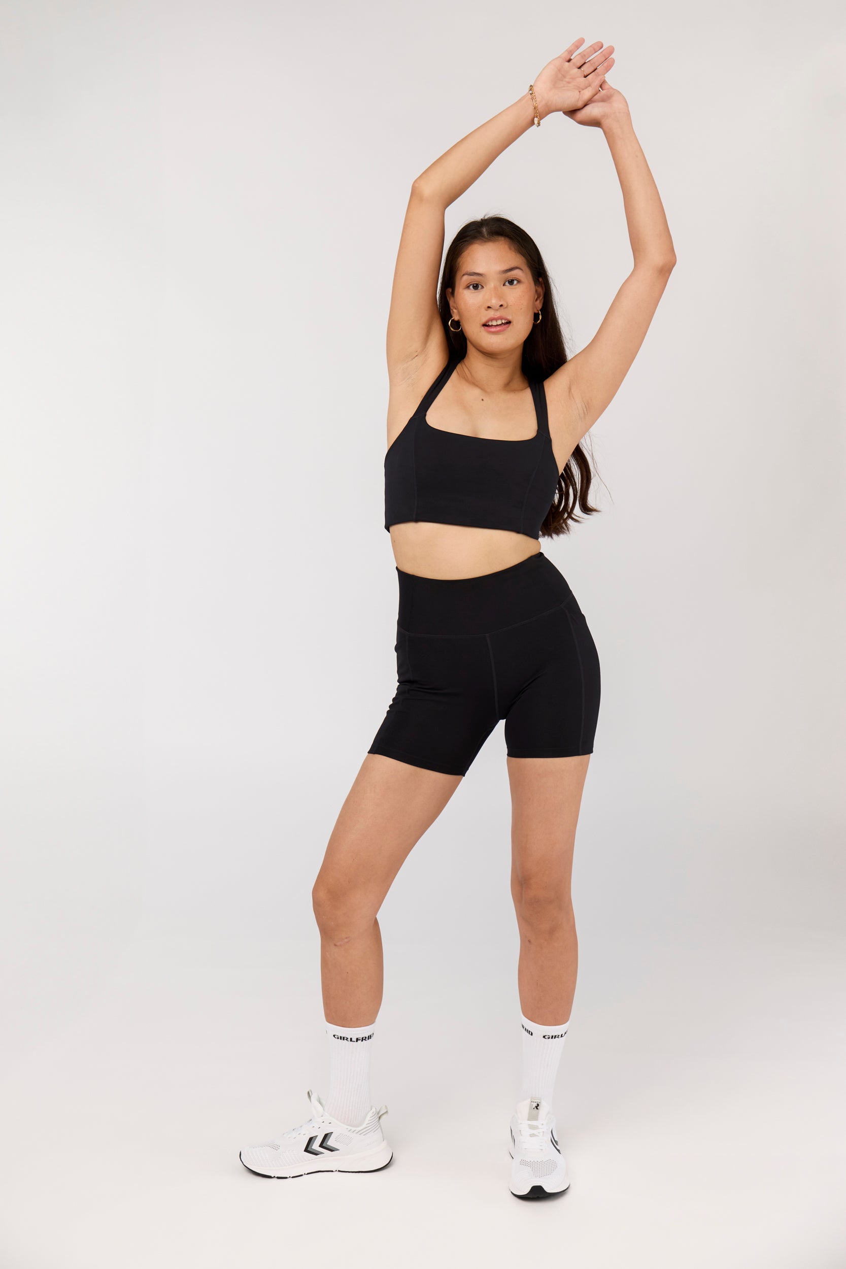 Pocket High-Rise Run Shorts, Black