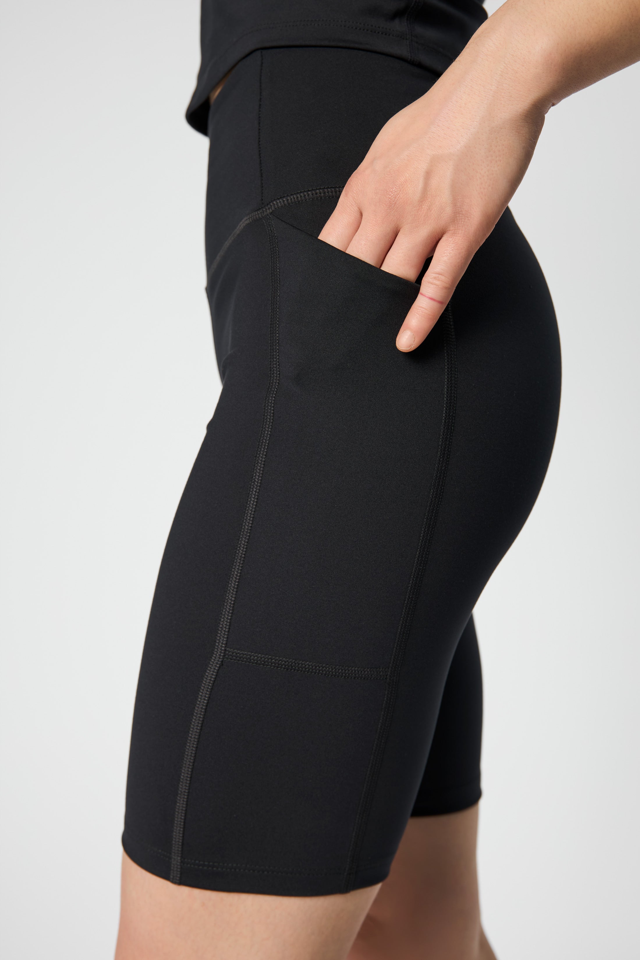 Pocket High-Rise Bike Shorts, Black