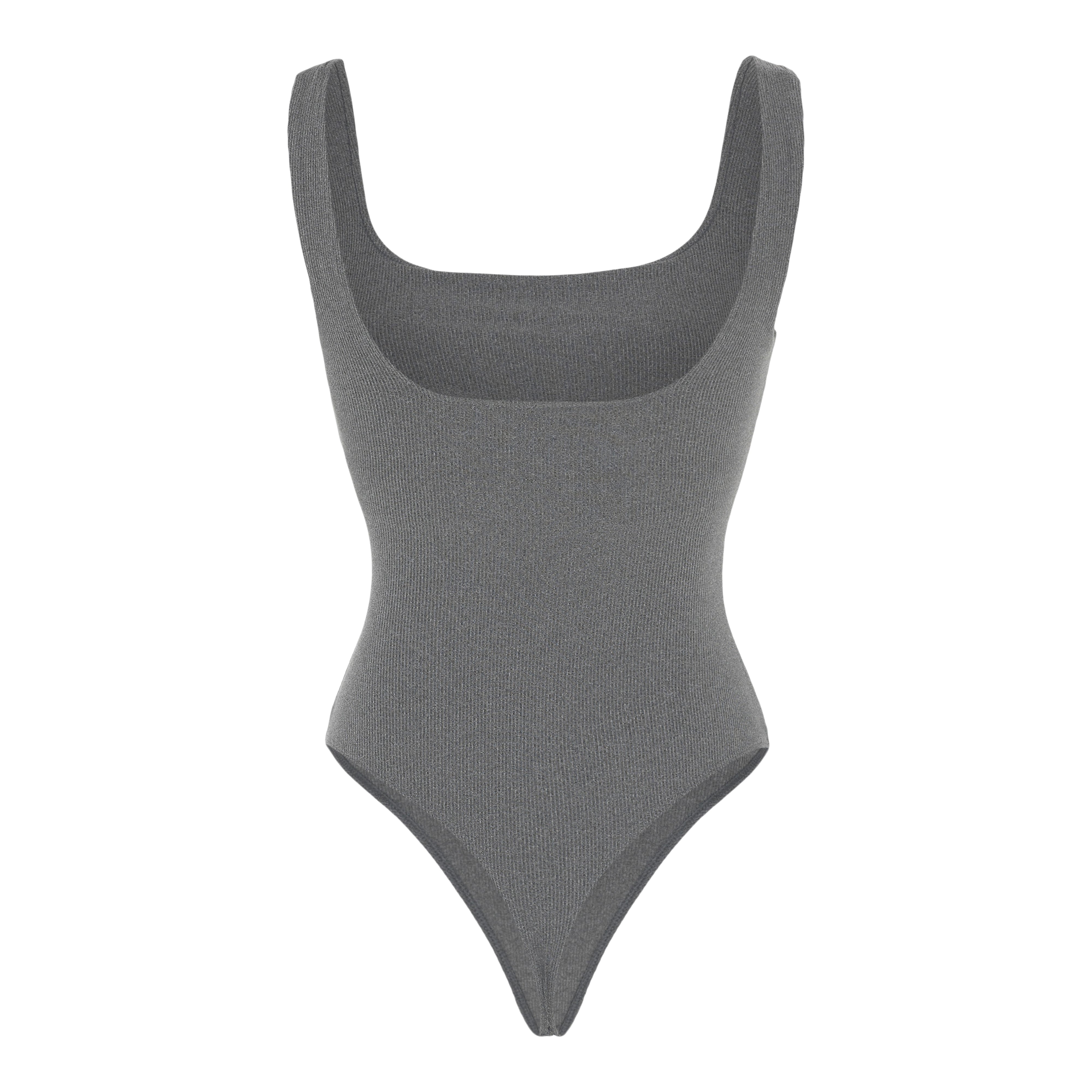 Square Neck Bodysuit, Thong, Ash