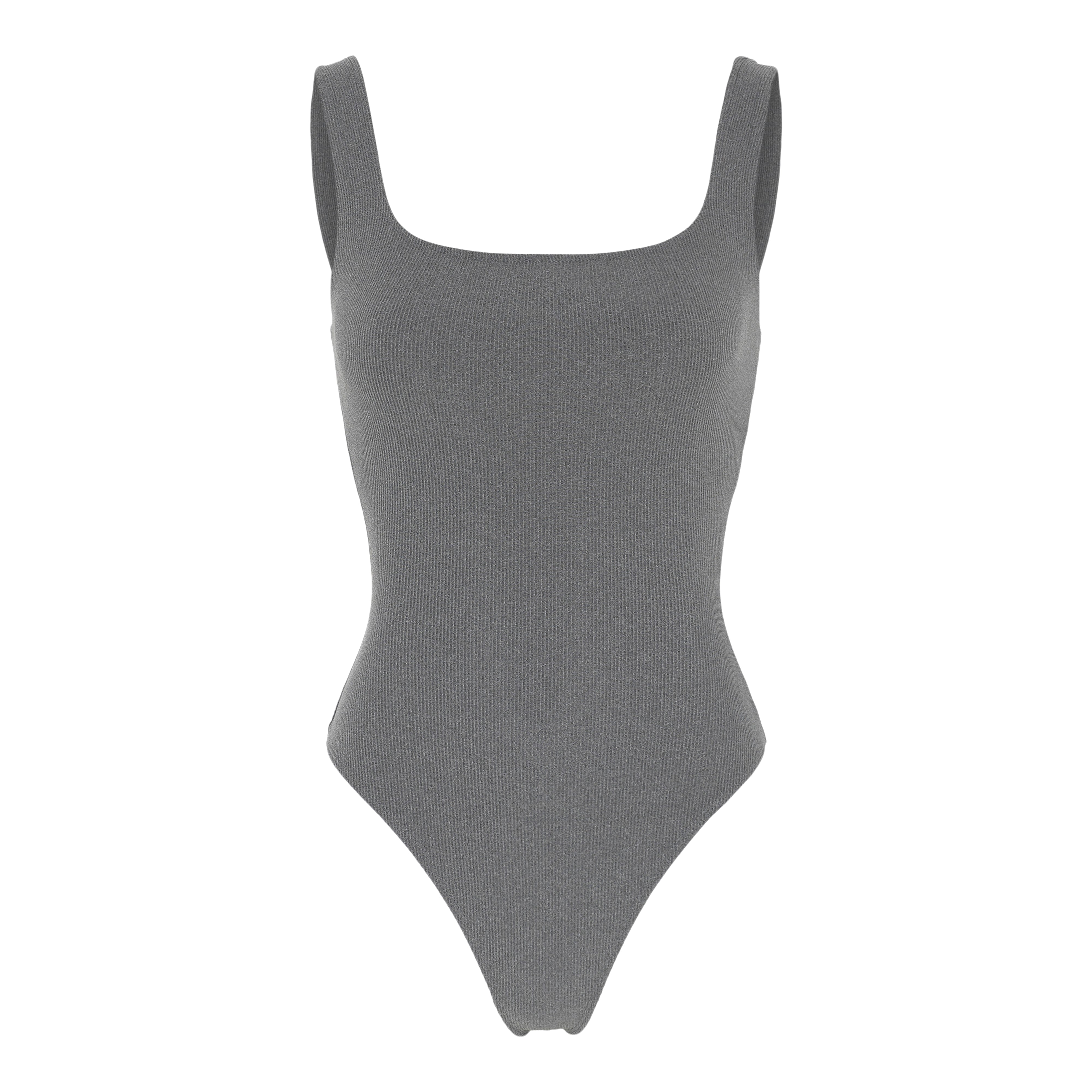 Square Neck Bodysuit, Thong, Ash