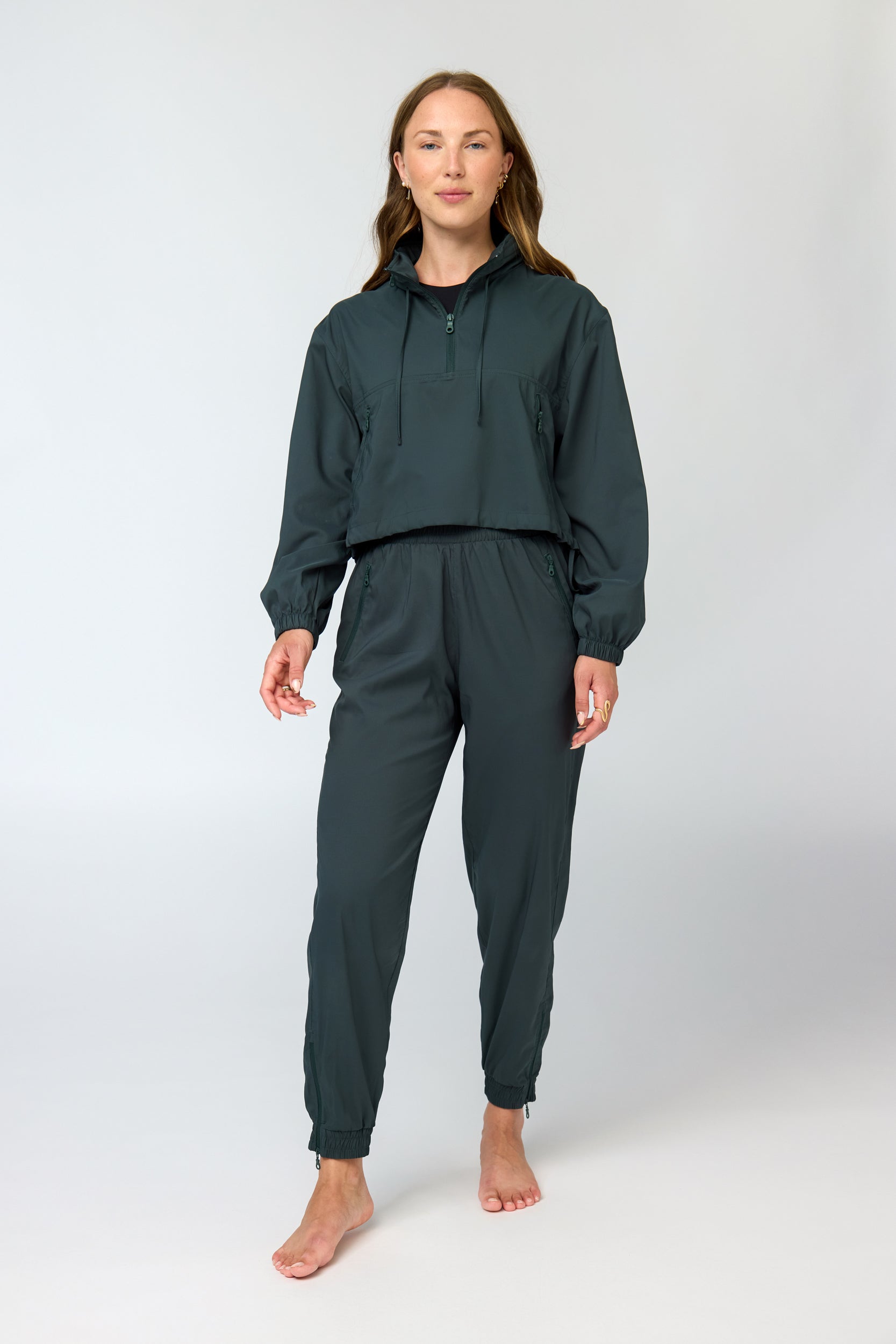 Hummingbird Windbreaker, Half Zip, Moss