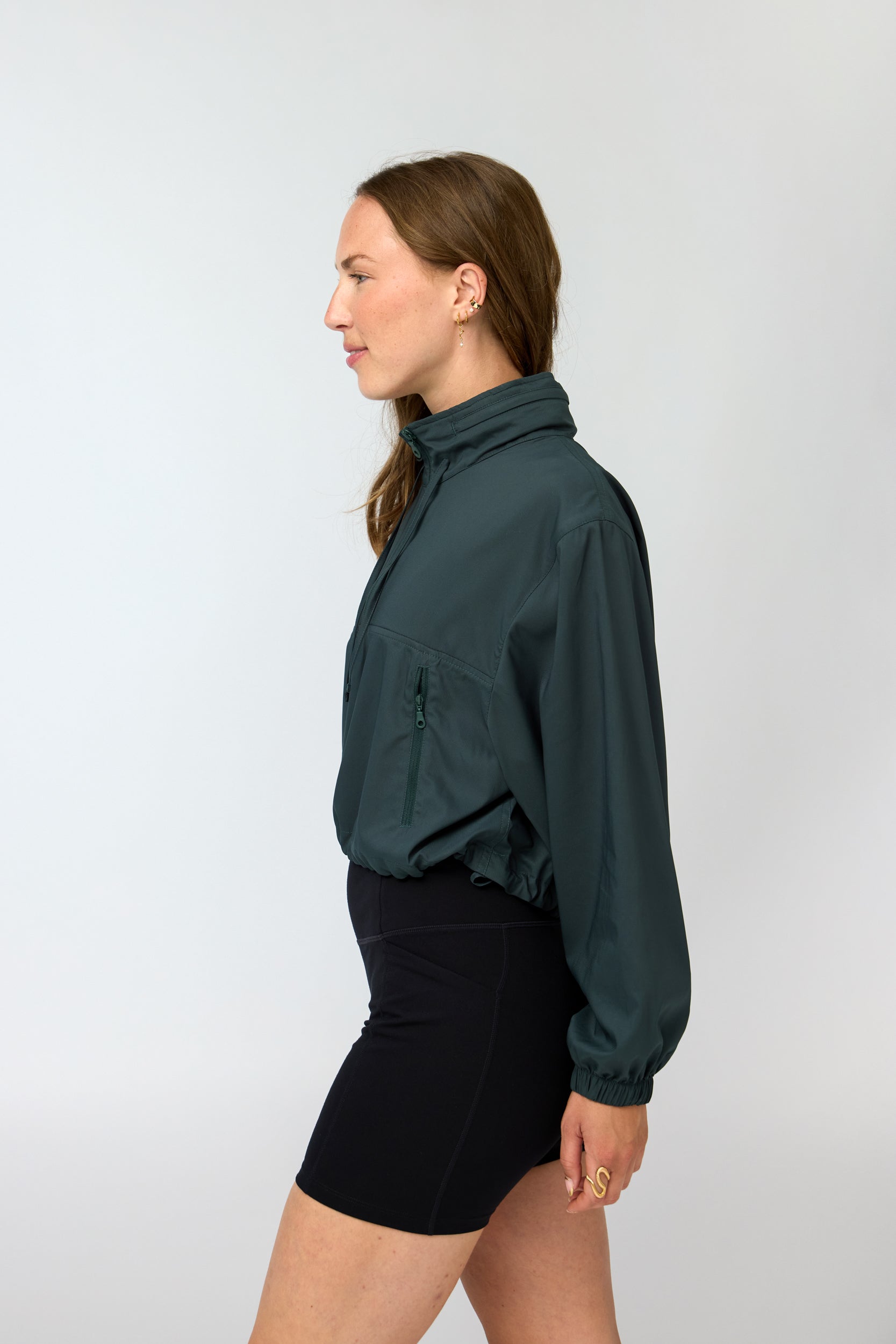 Hummingbird Windbreaker, Half Zip, Moss