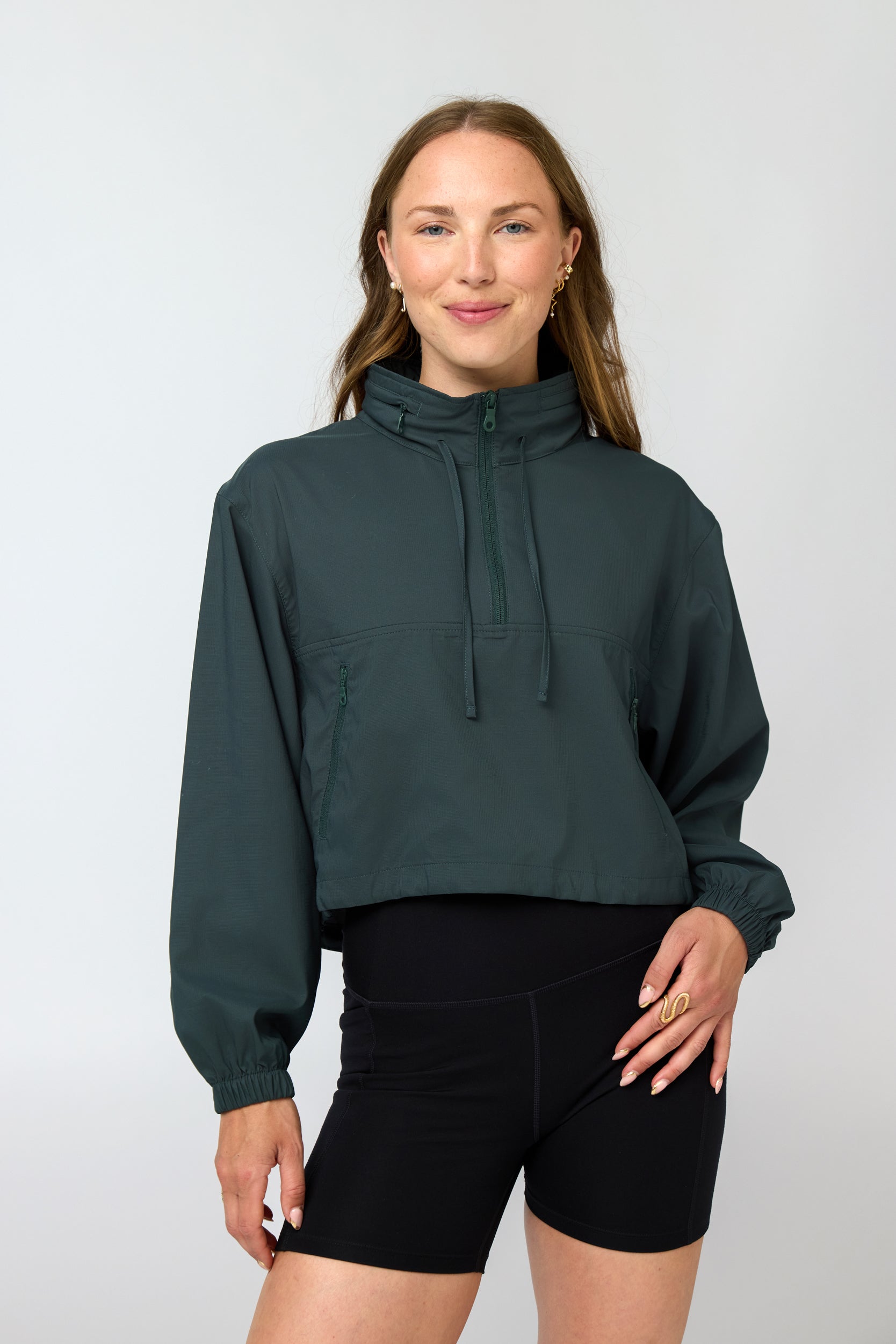 Hummingbird Windbreaker, Half Zip, Moss