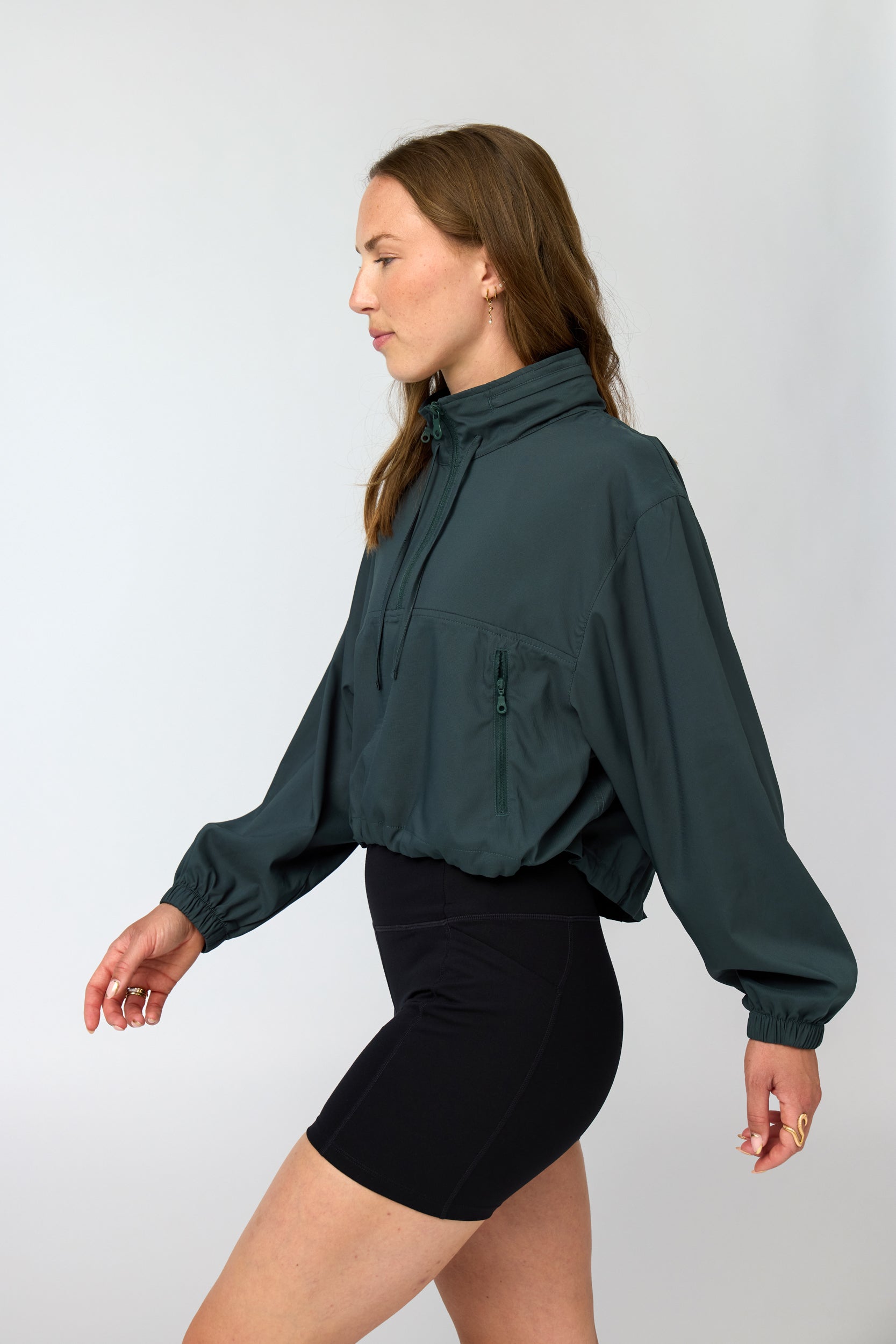 Hummingbird Windbreaker, Half Zip, Moss