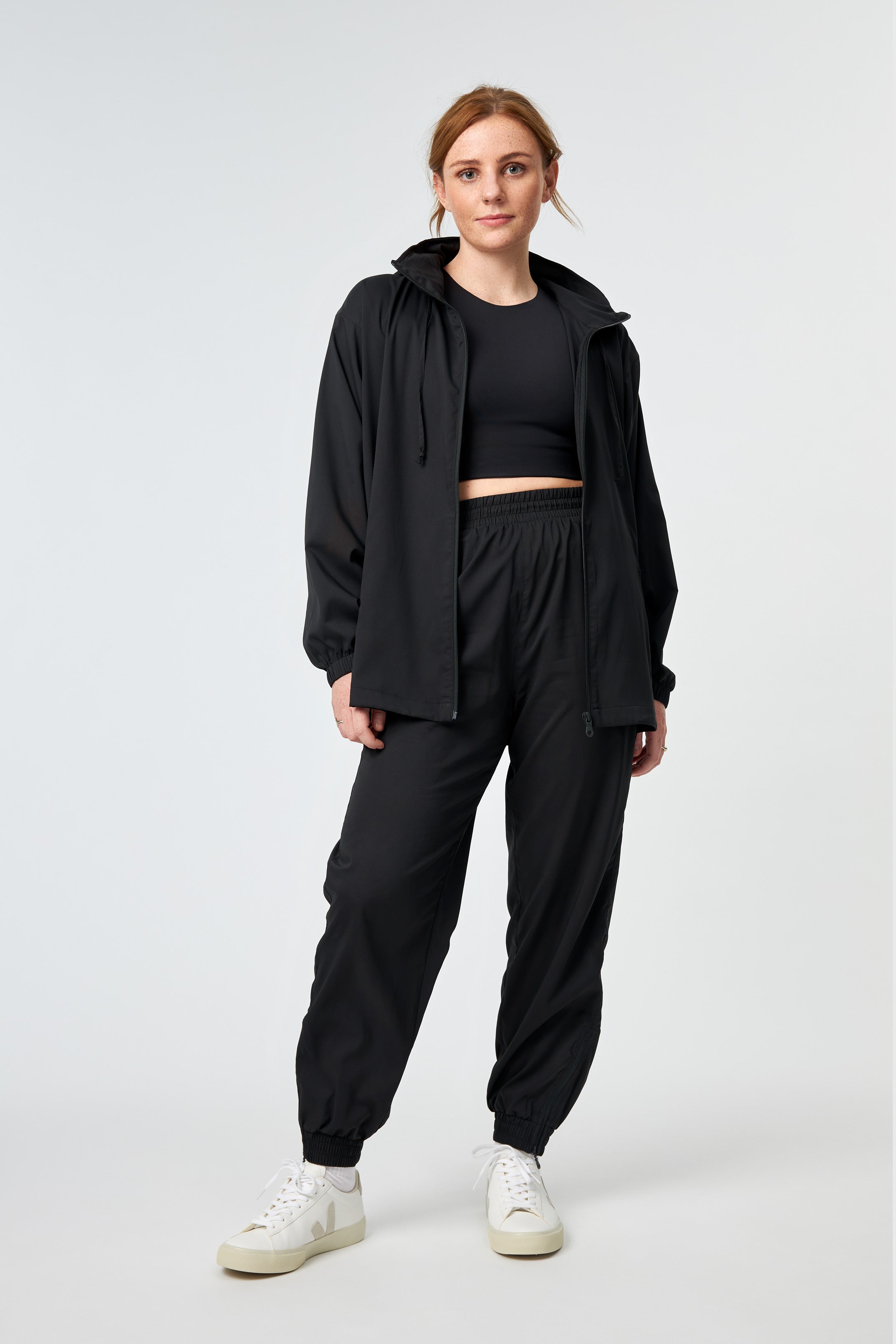 Sideline Windbreaker, Full Zip, Black
