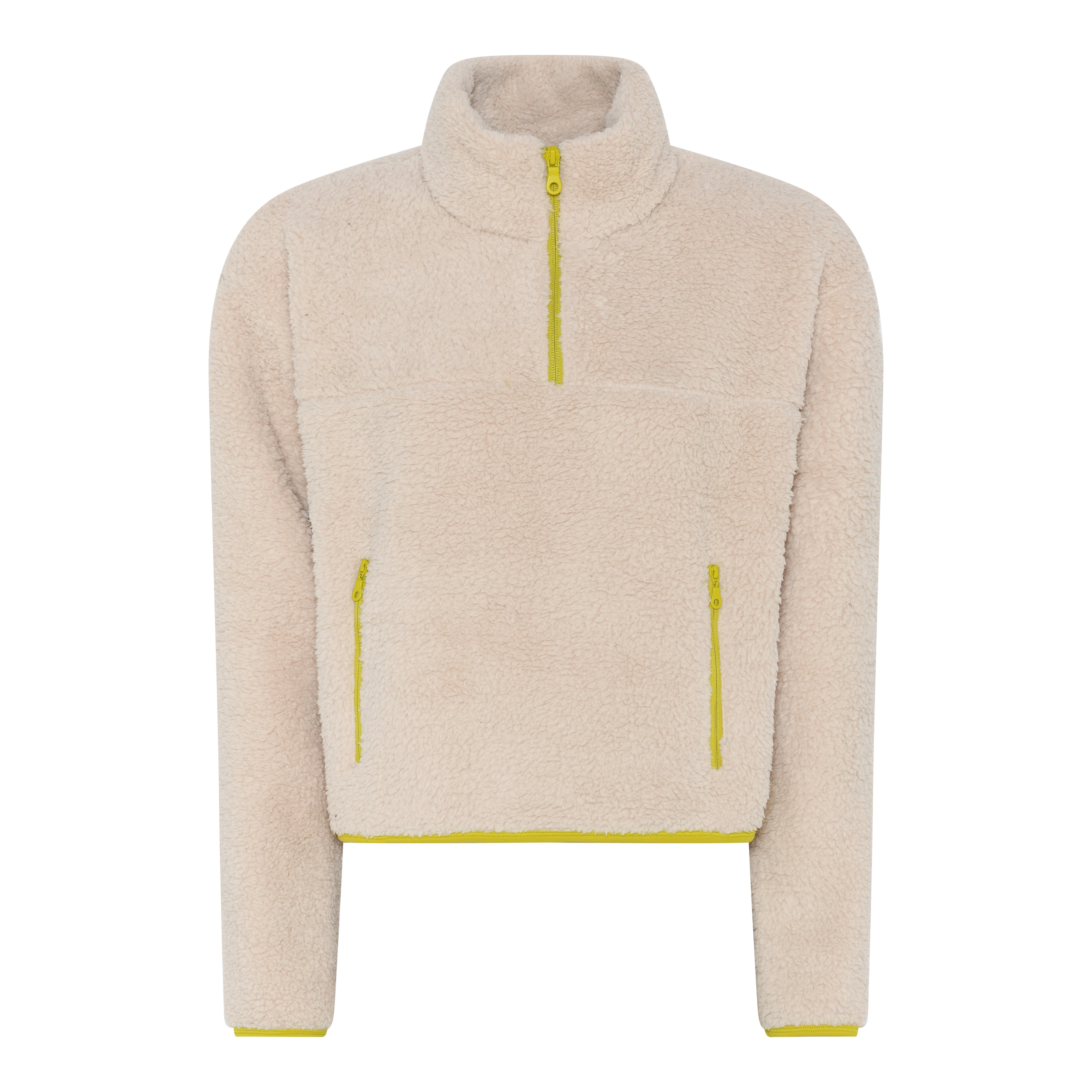 Recycled Fleece Jacket, Half Zip, Cream