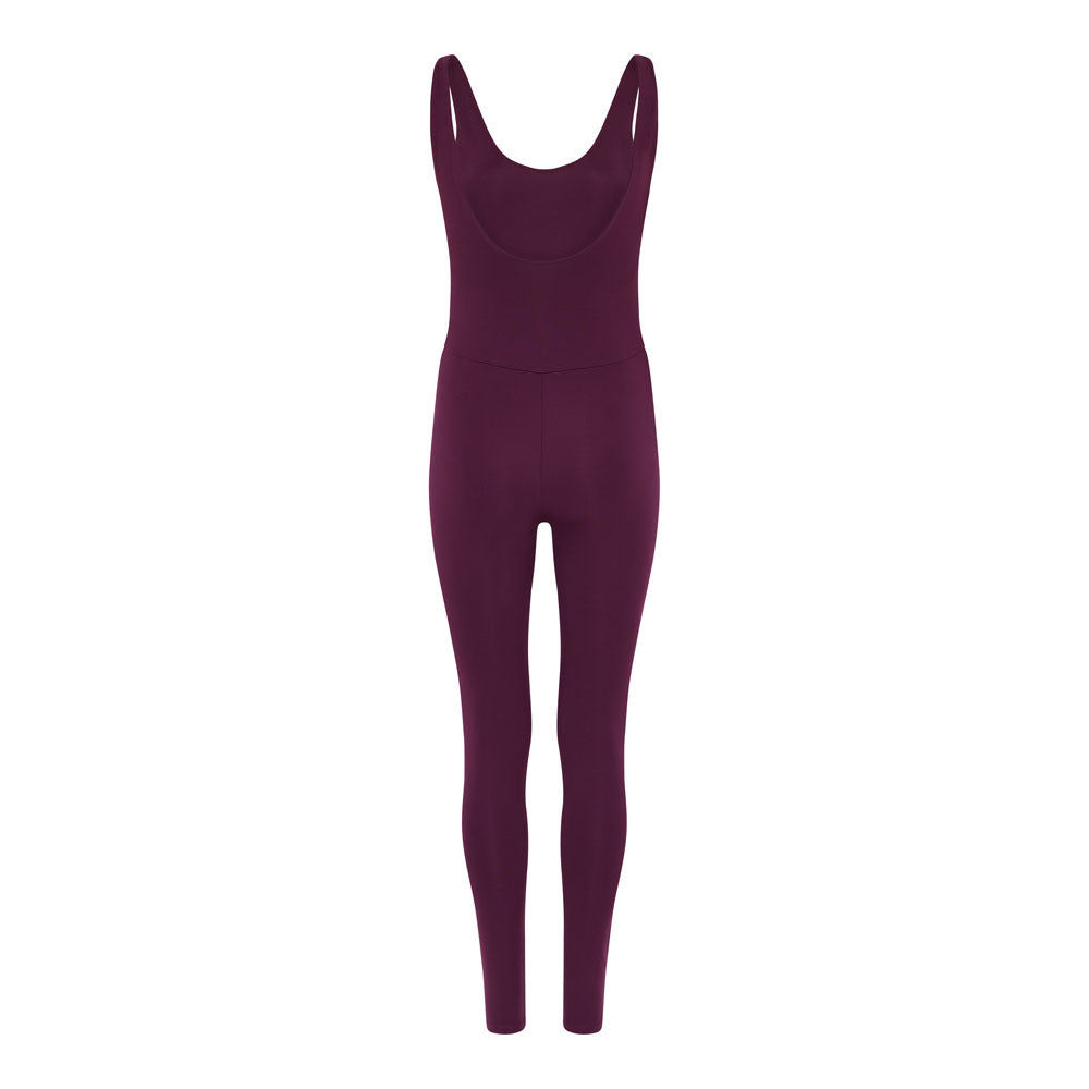 Scoop Back Unitard, Long, Plum
