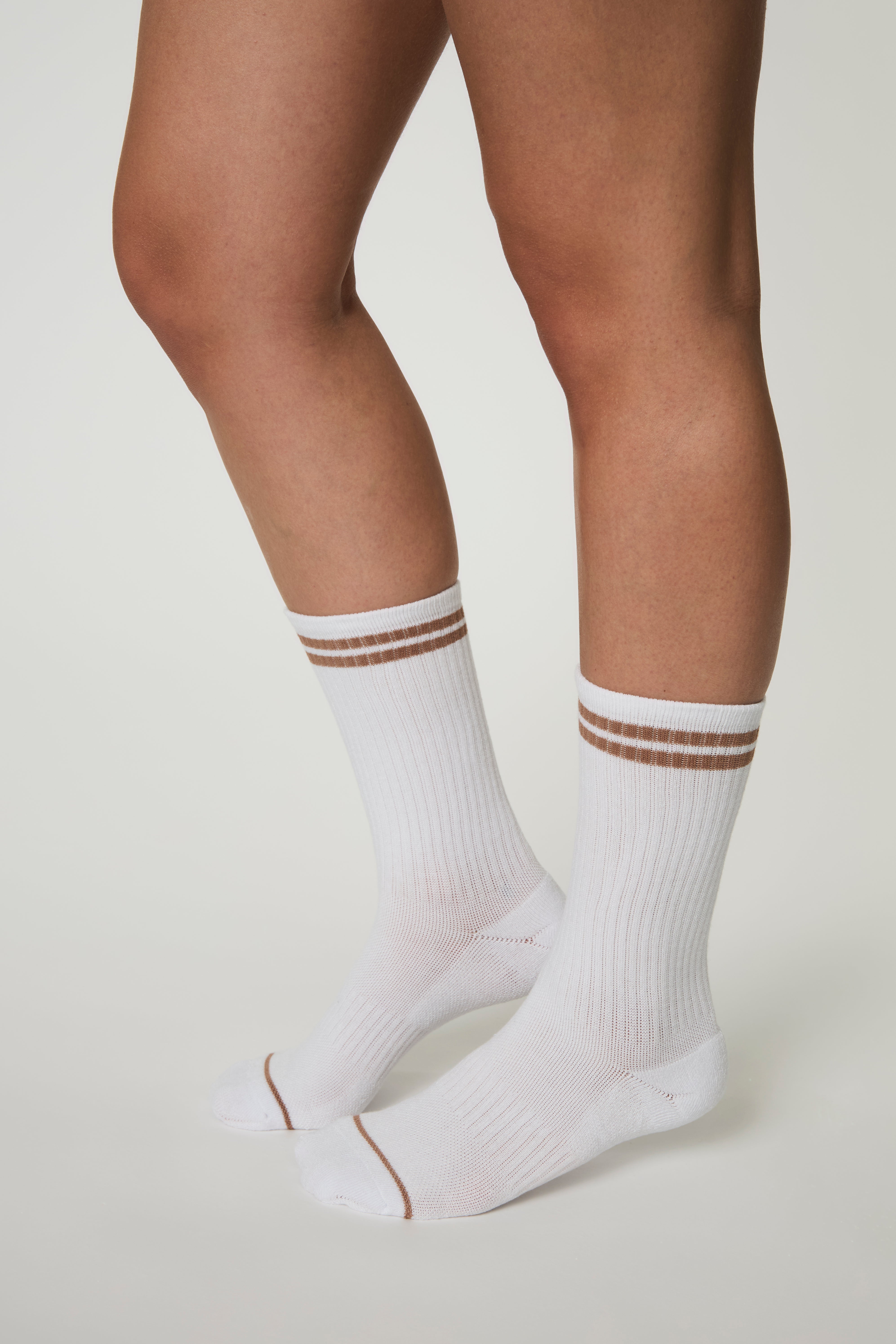 Crew Socks, Striped, Brownie