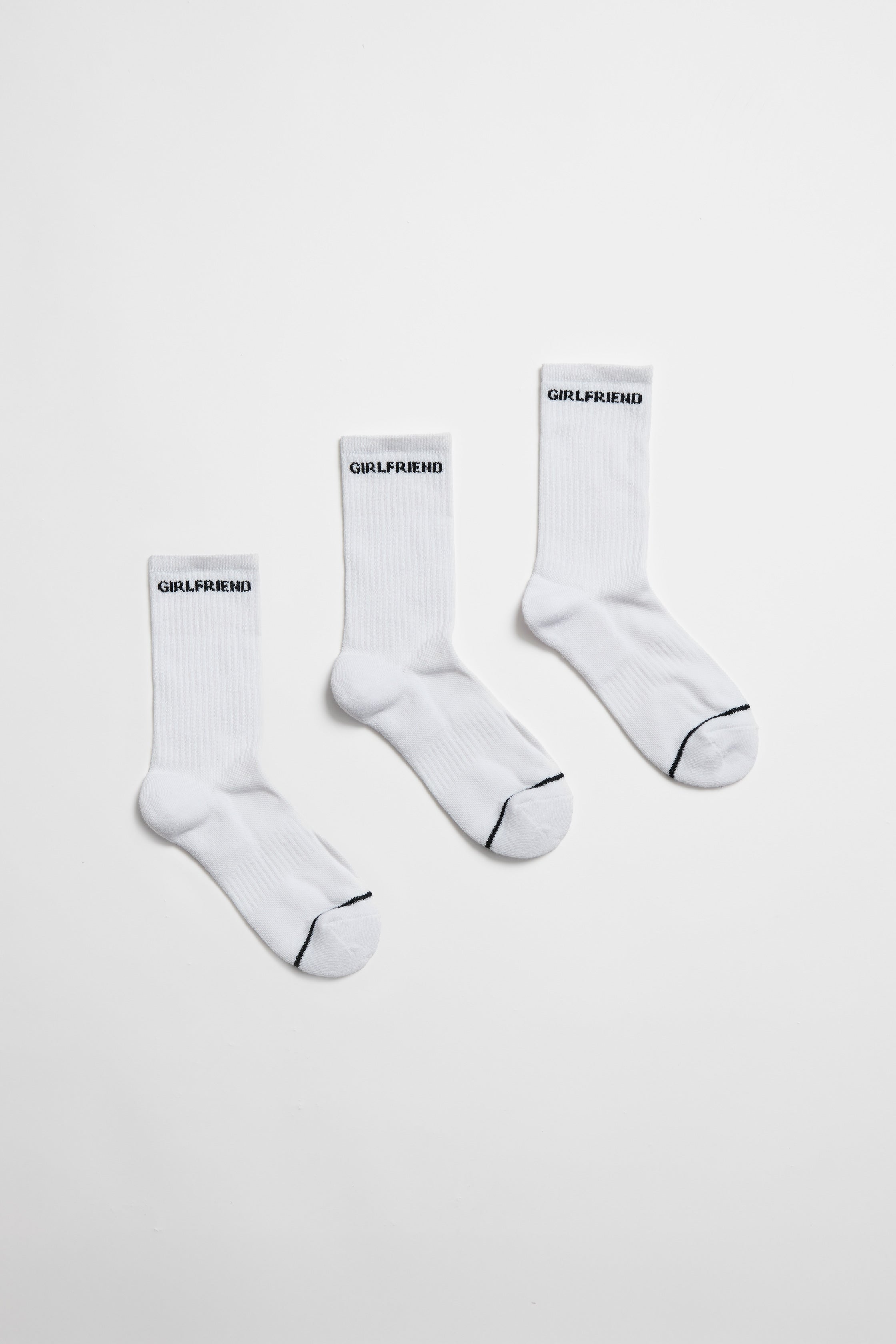 3-Pack Girlfriend Crew Sock, White