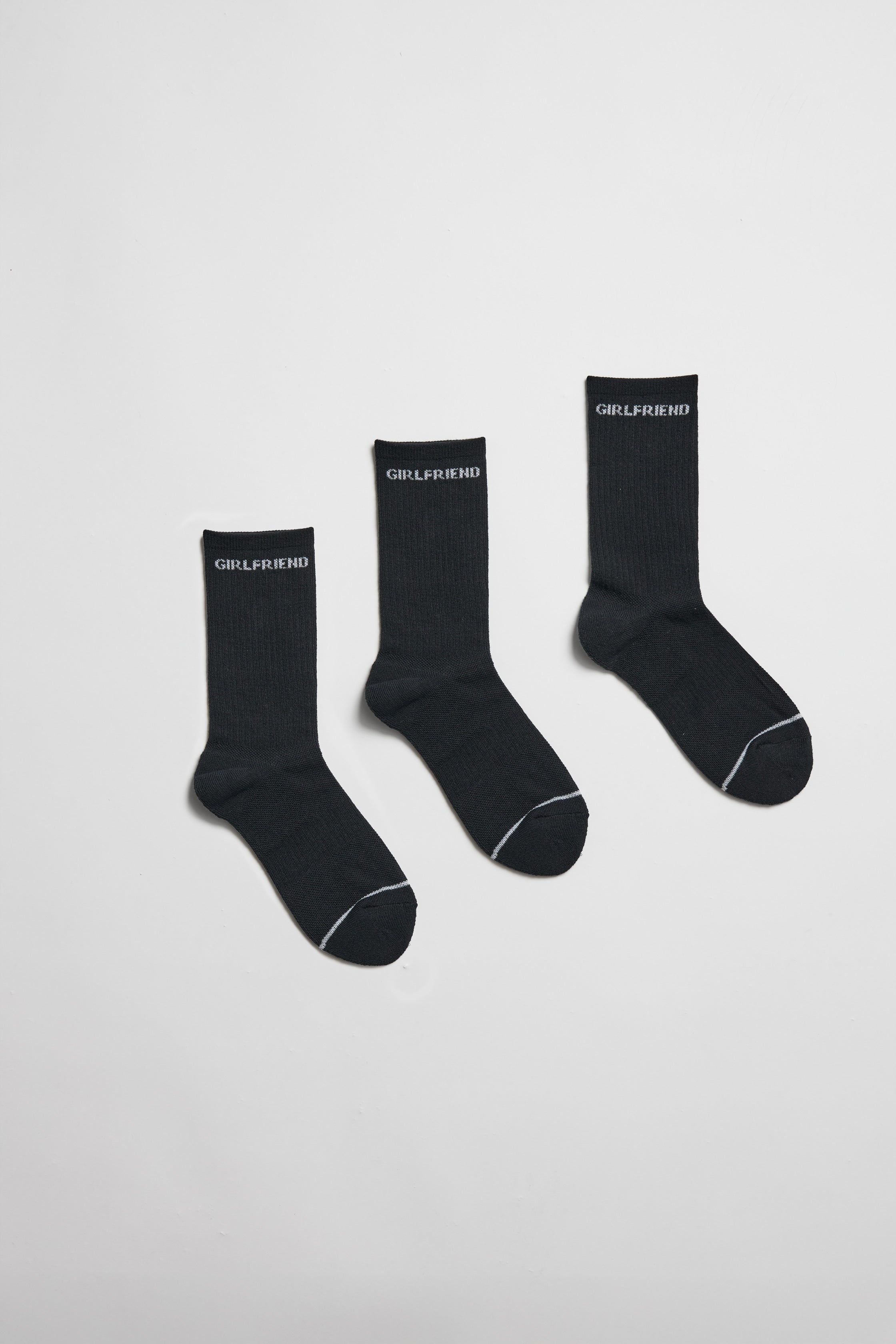 3-Pack Girlfriend Crew Sock, Black