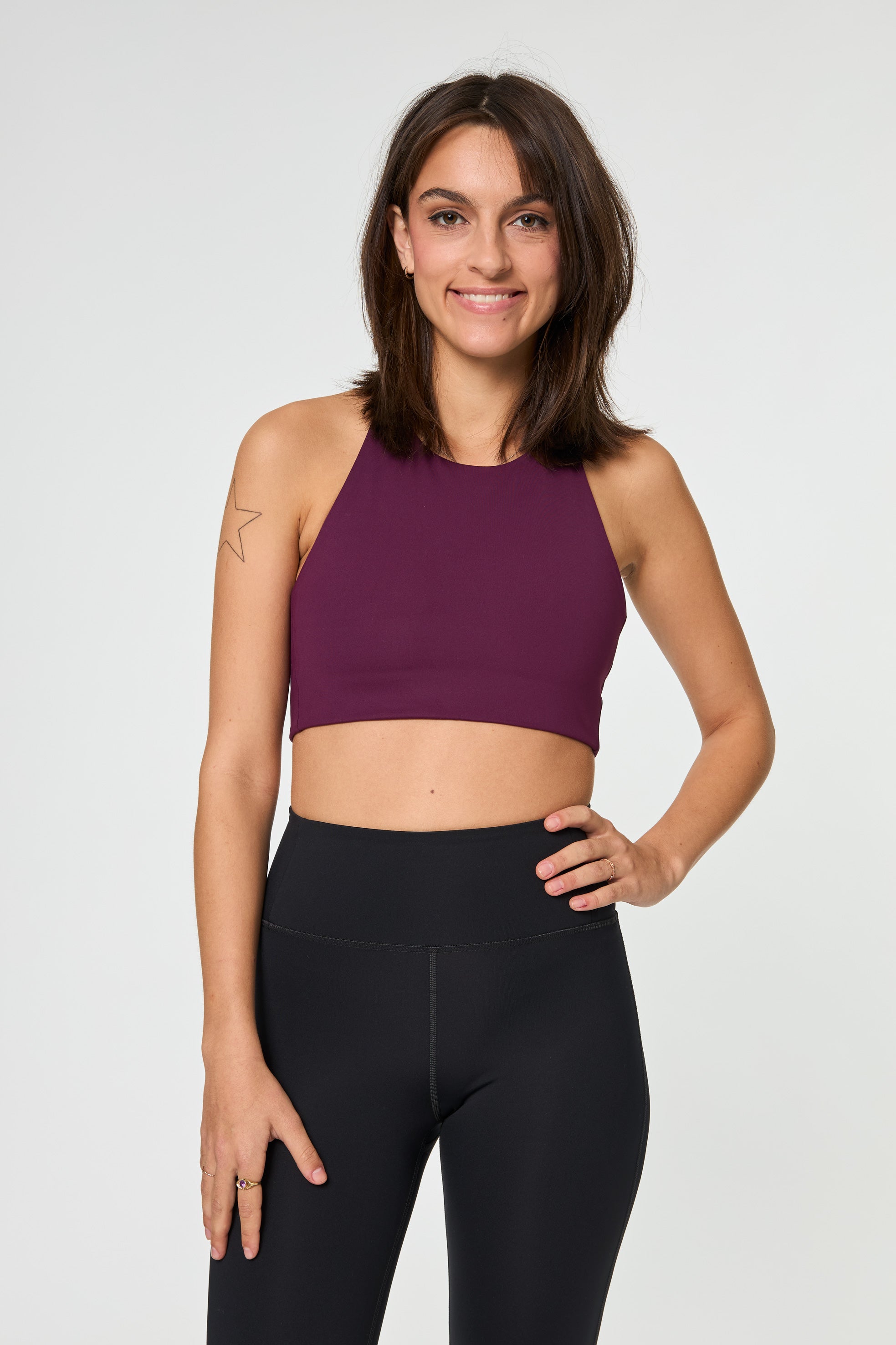 Topanga Bra, Cross-Back, Plum