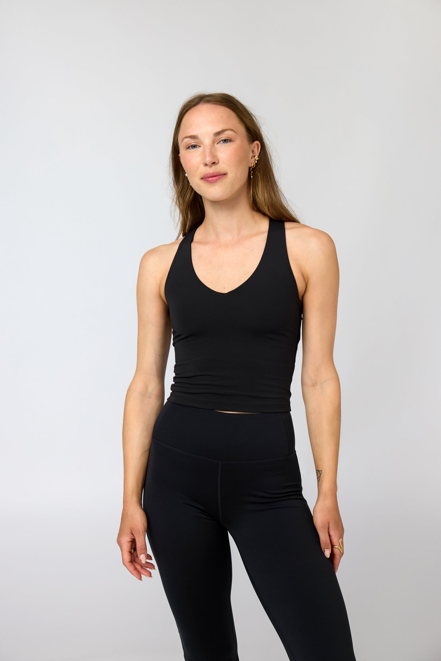 Float Zoe Tank, Cross-Back, Black