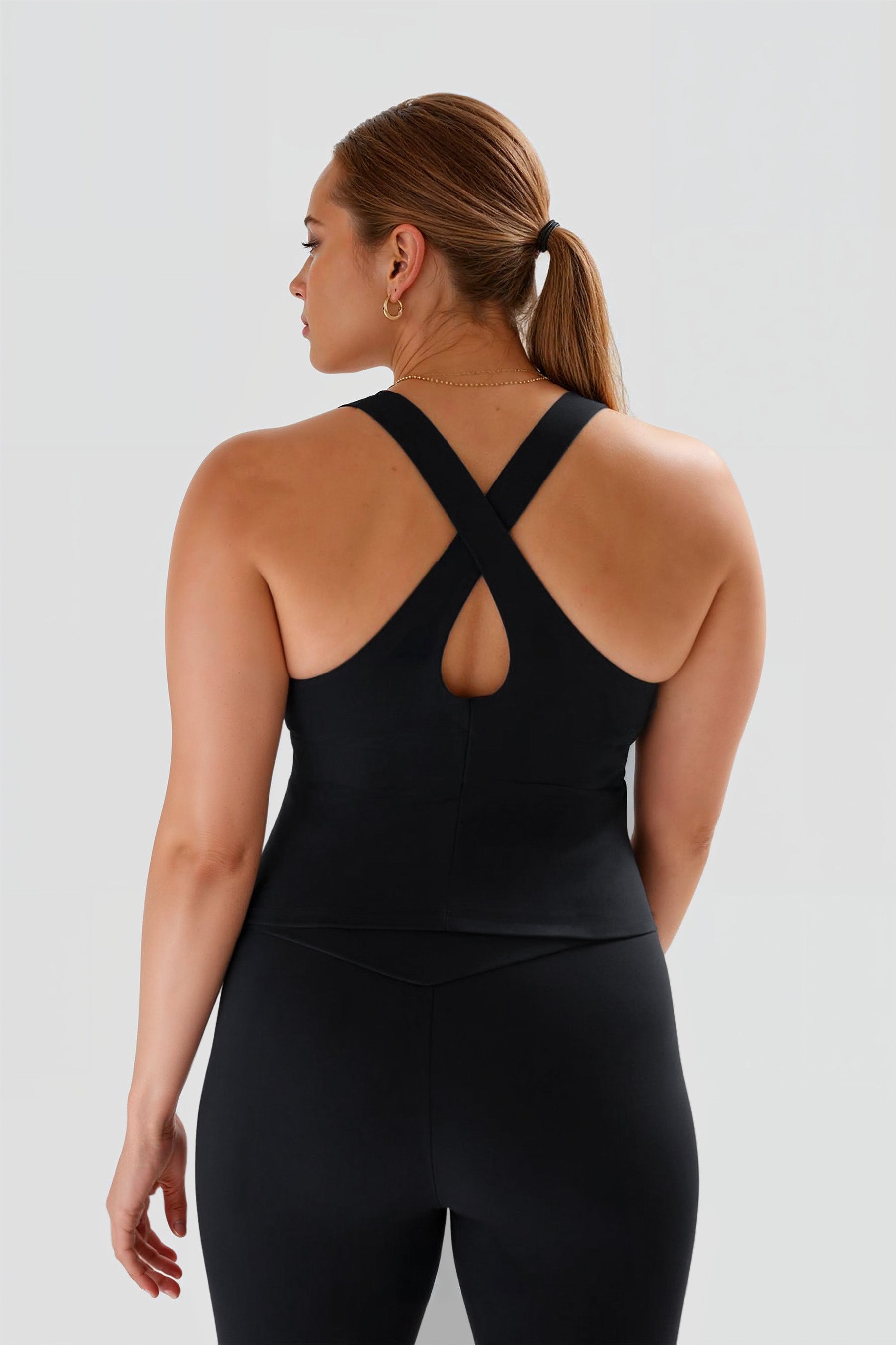 Float Zoe Tank, Cross-Back, Black
