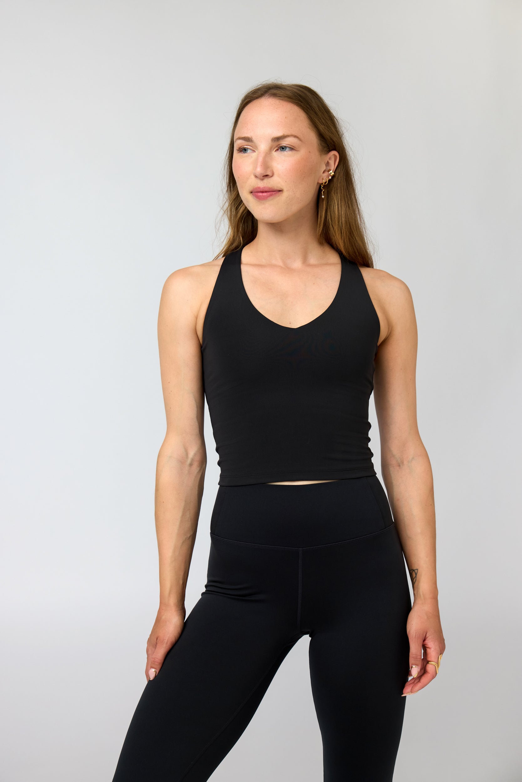 Float Zoe Tank, Cross-Back, Black