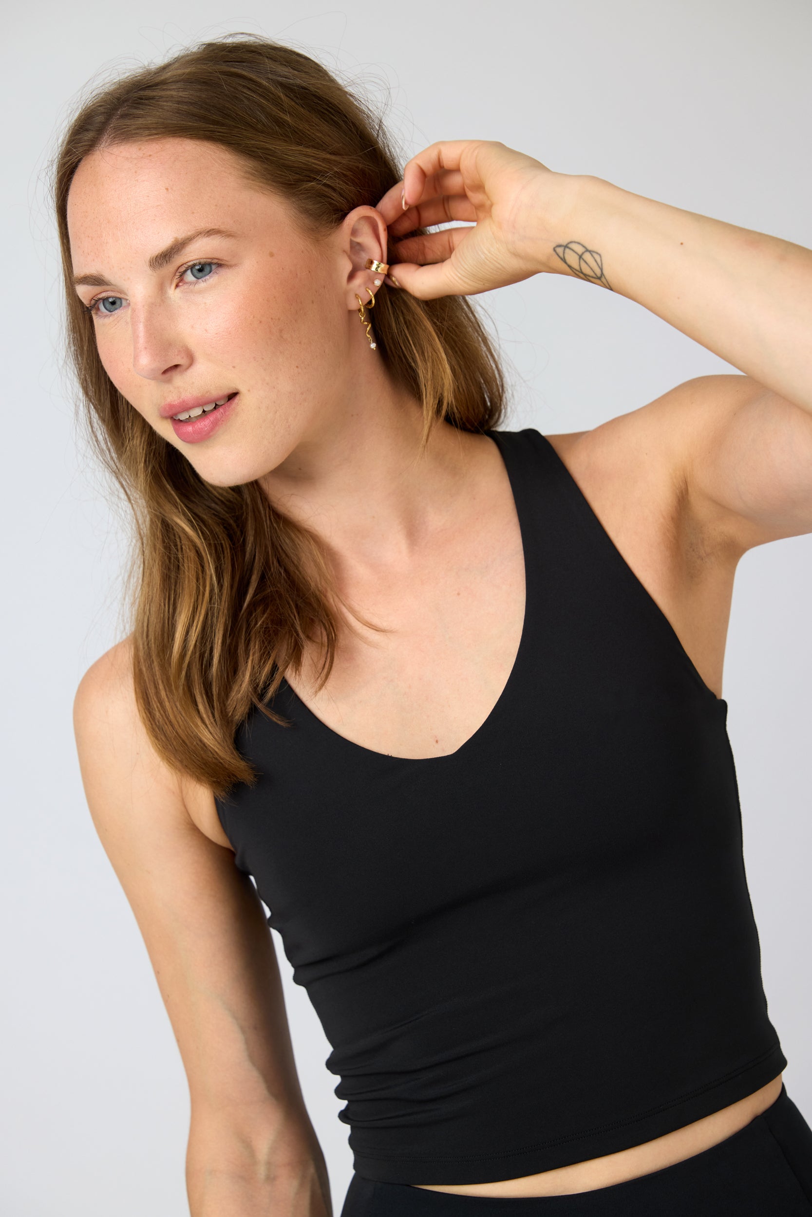 Float Zoe Tank, Cross-Back, Black