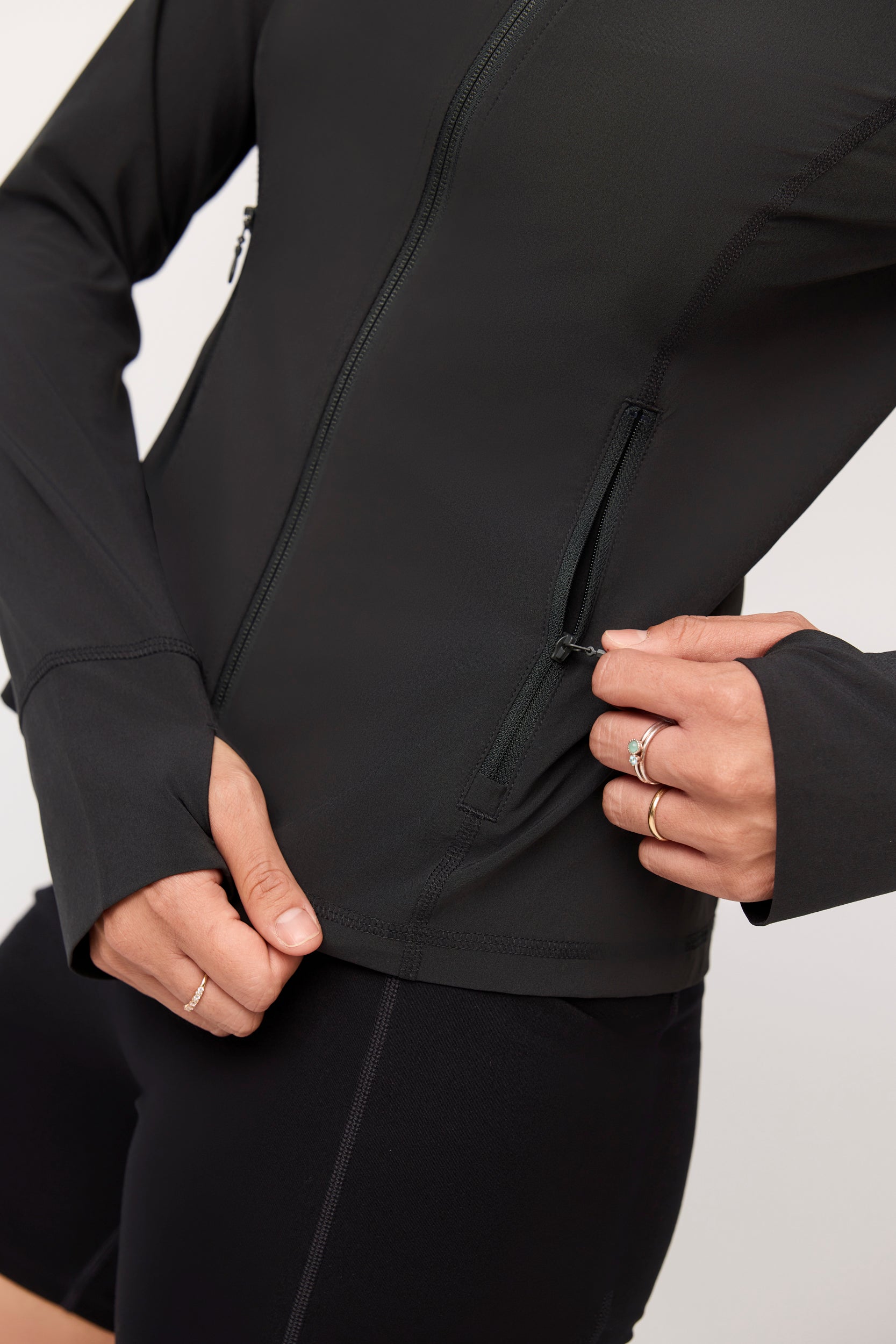 Estrella Fitted Run Jacket, Black