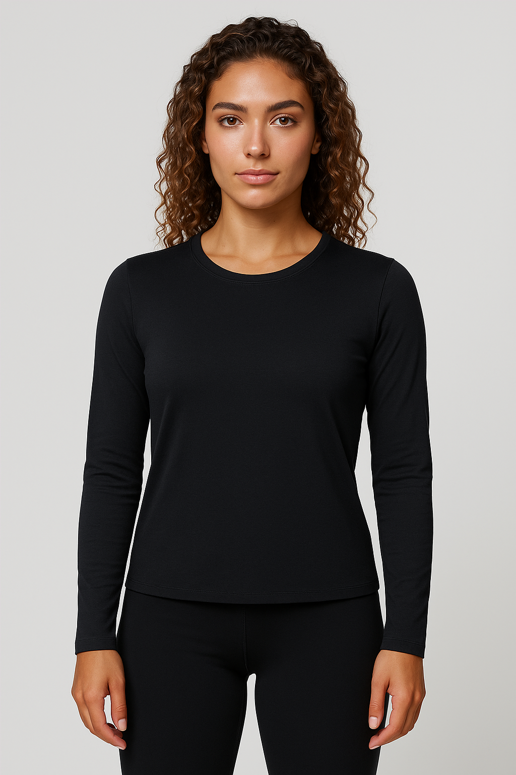 Reset Fitted Long Sleeve Tee, Black