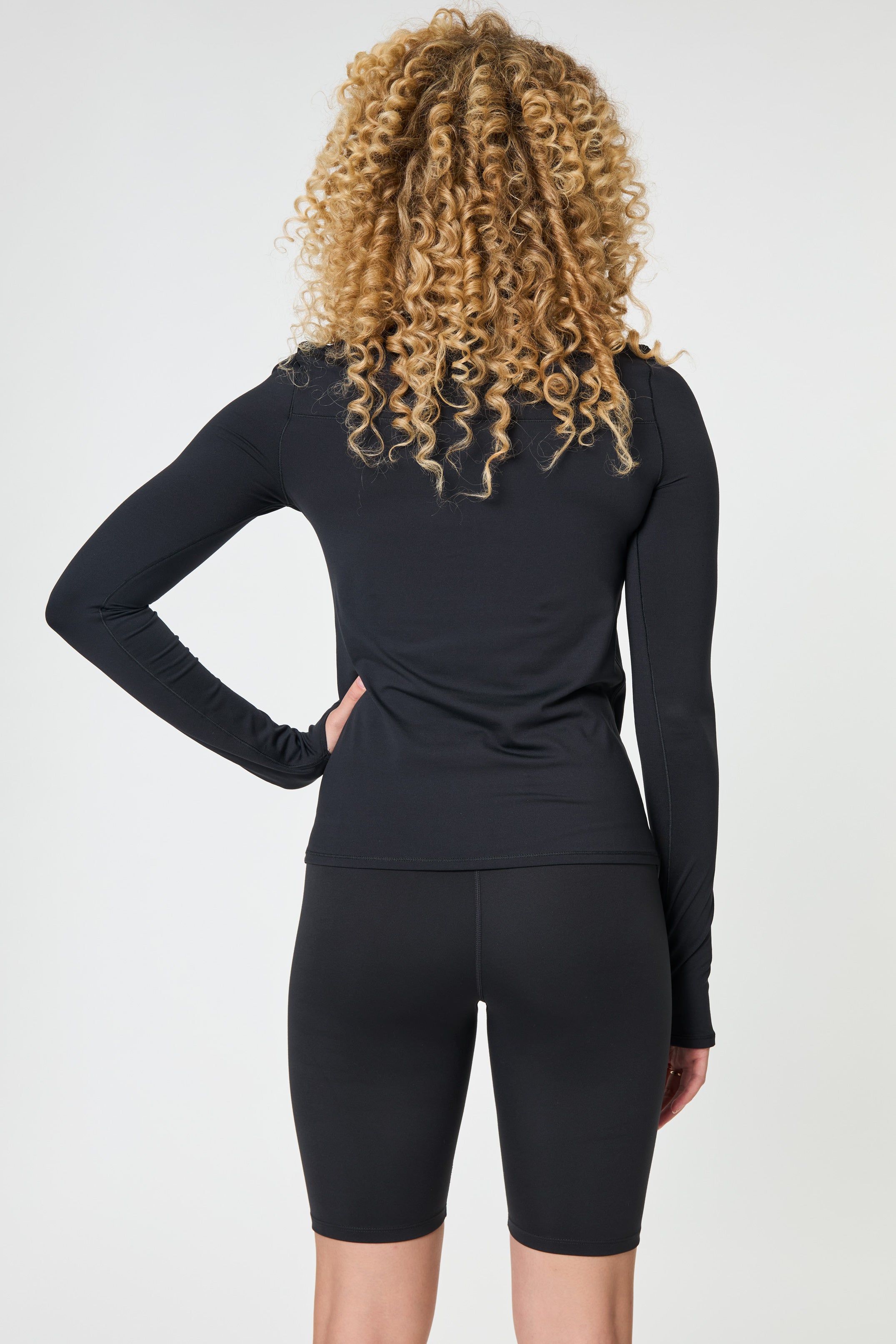 Reset Long Sleeve Mock Neck, Half Zip, Black