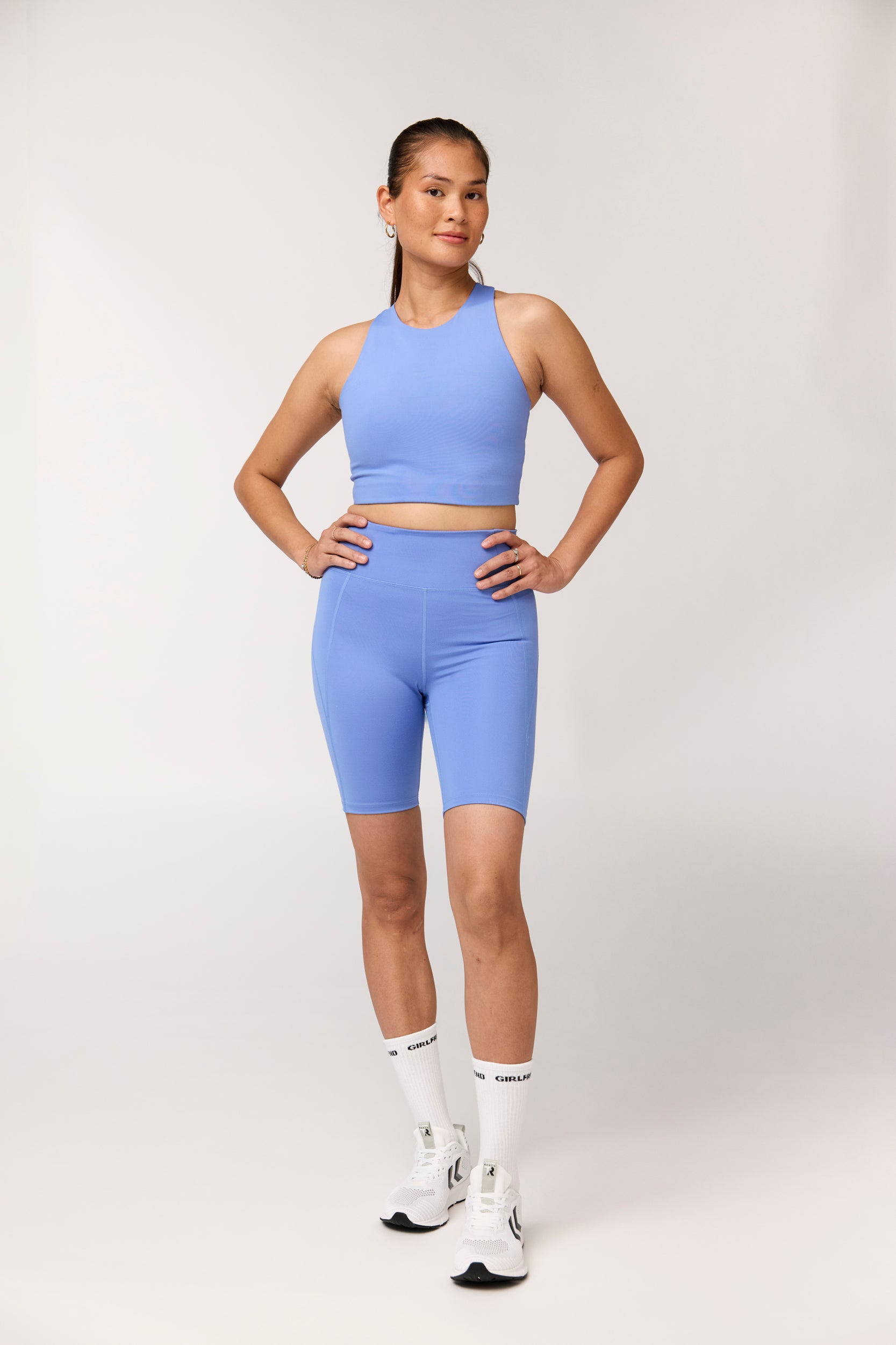 Compressive High-Rise Bike Shorts, Periwinkle