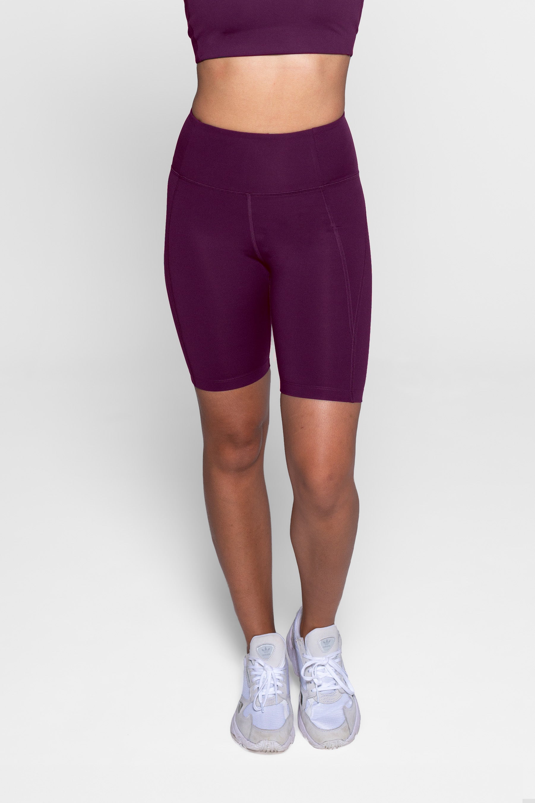 Compressive High-Rise Bike Shorts, Plum