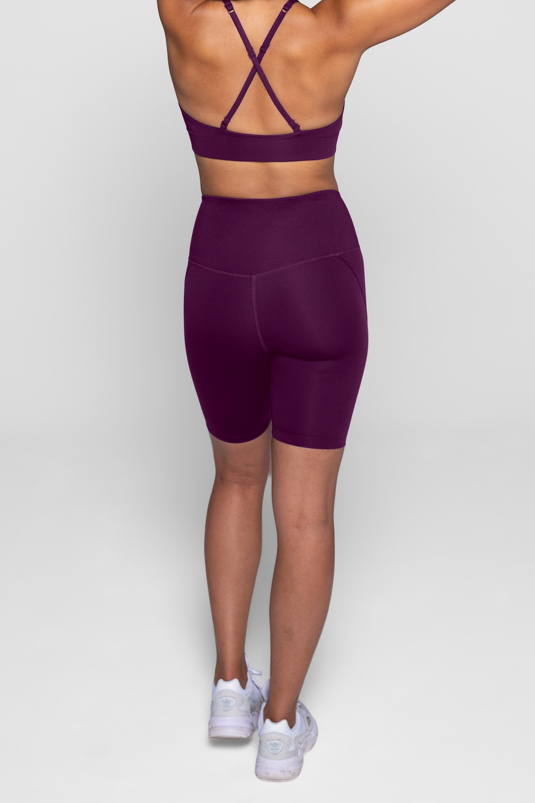 Compressive High-Rise Bike Shorts, Plum
