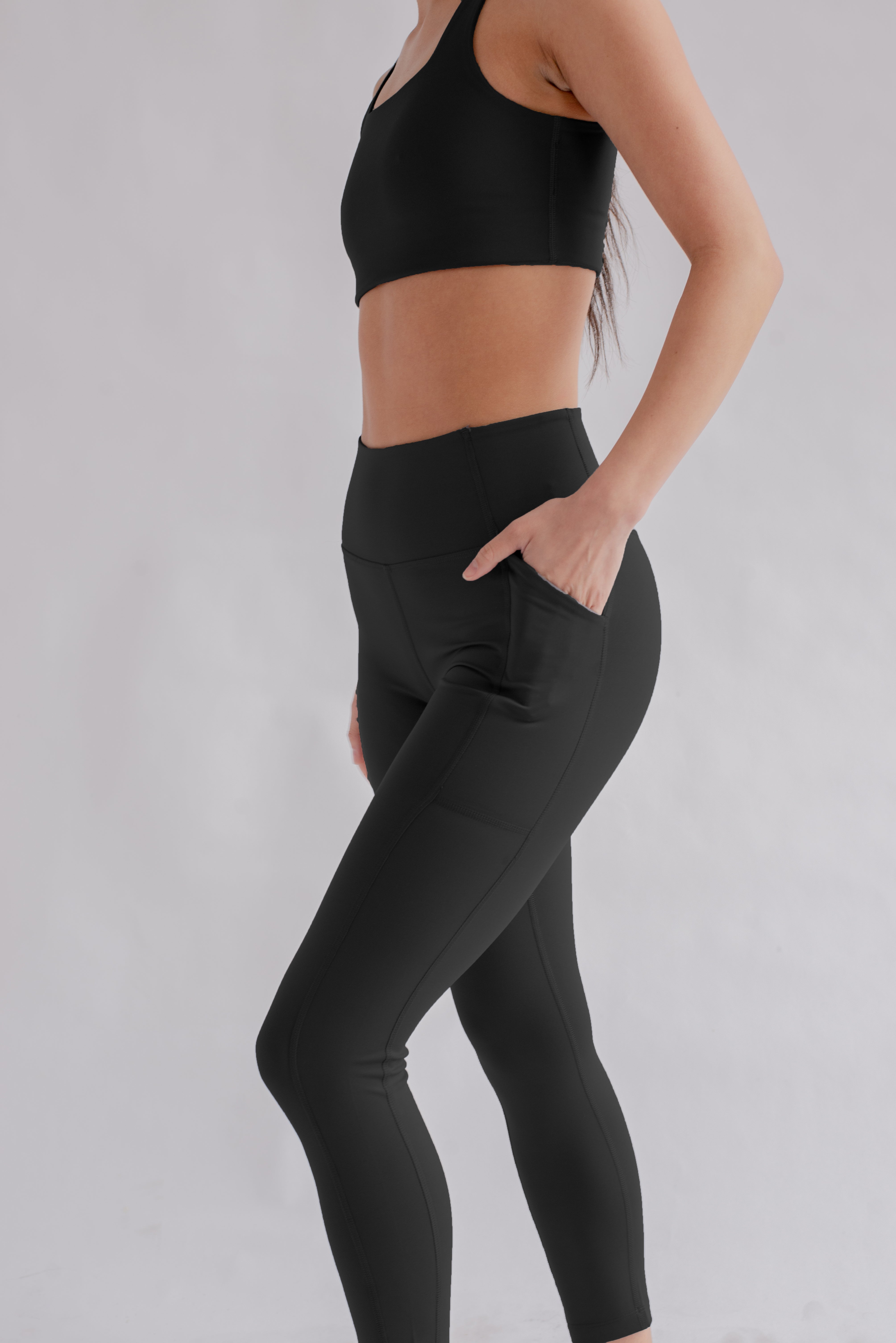 Pocket High-Rise Legging, 7/8, Black