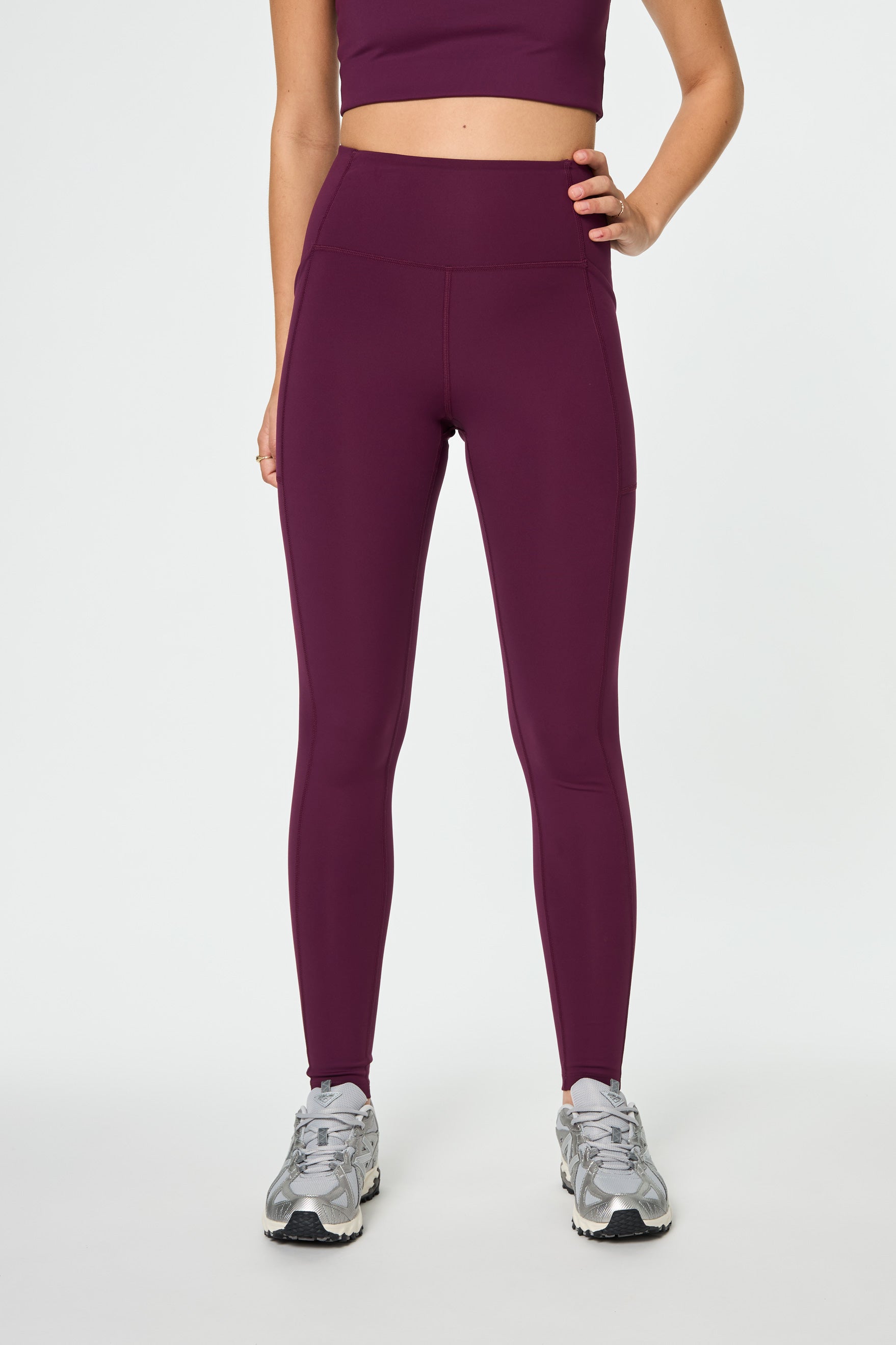 Pocket High-Rise Legging, Long, Plum