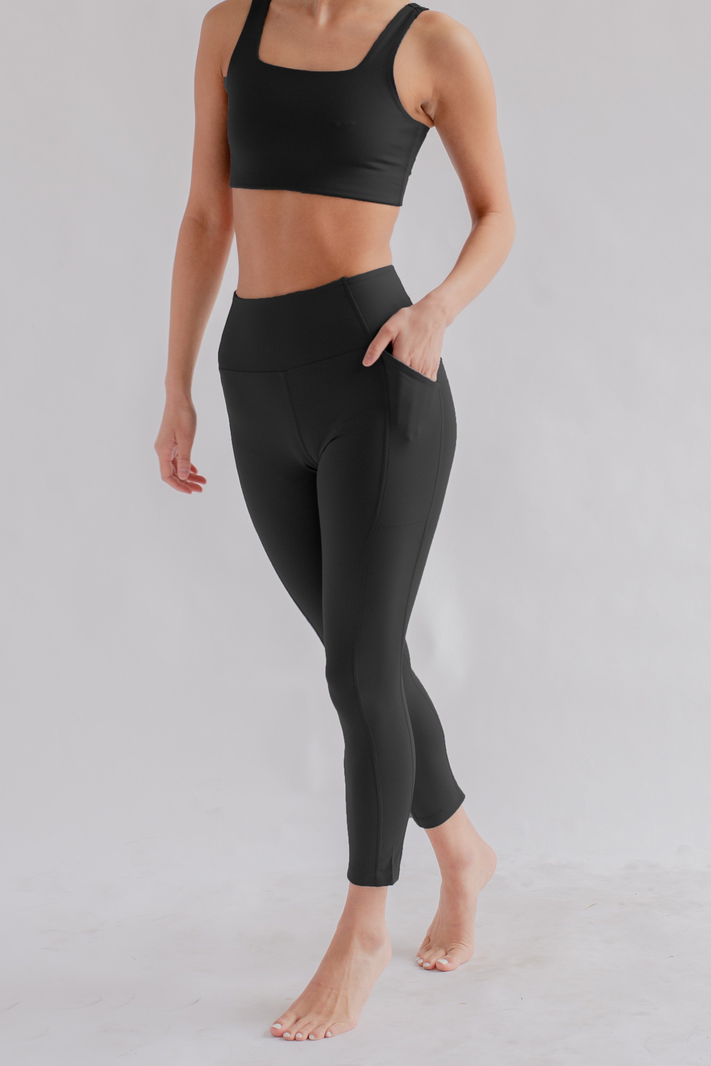Pocket High-Rise Legging, 7/8, Black
