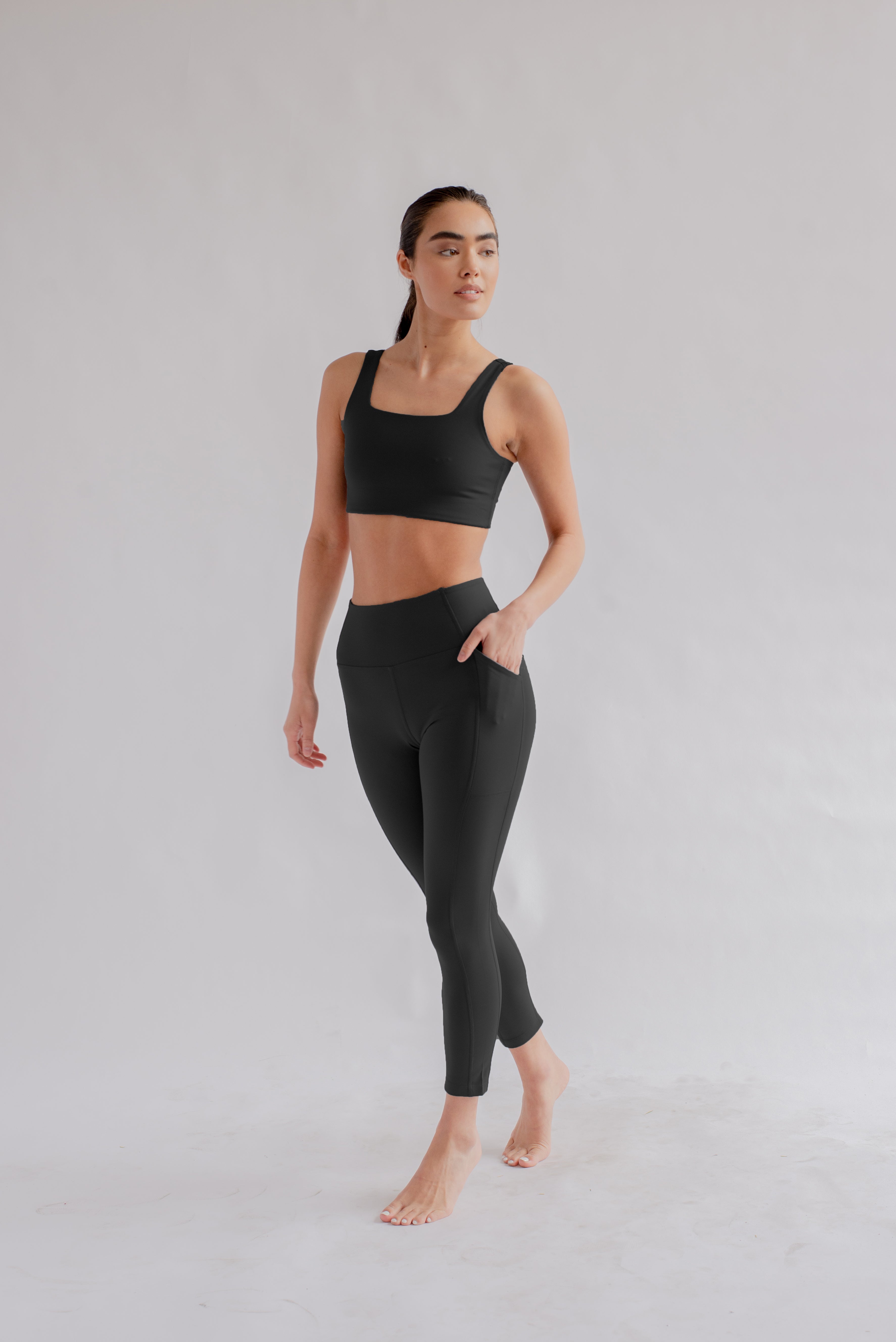 Pocket High-Rise Legging, 7/8, Black