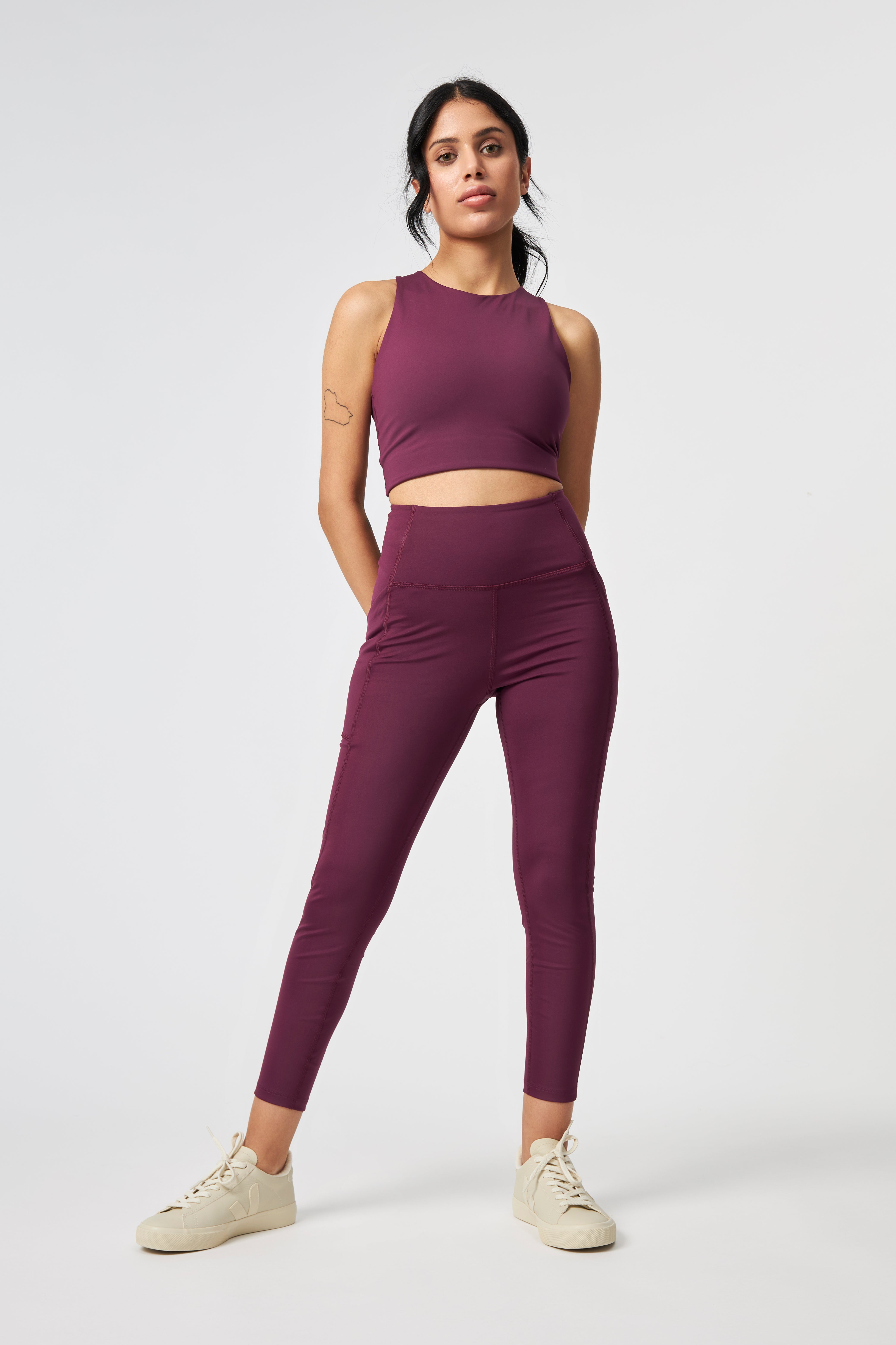Pocket High-Rise Legging, 7/8, Plum