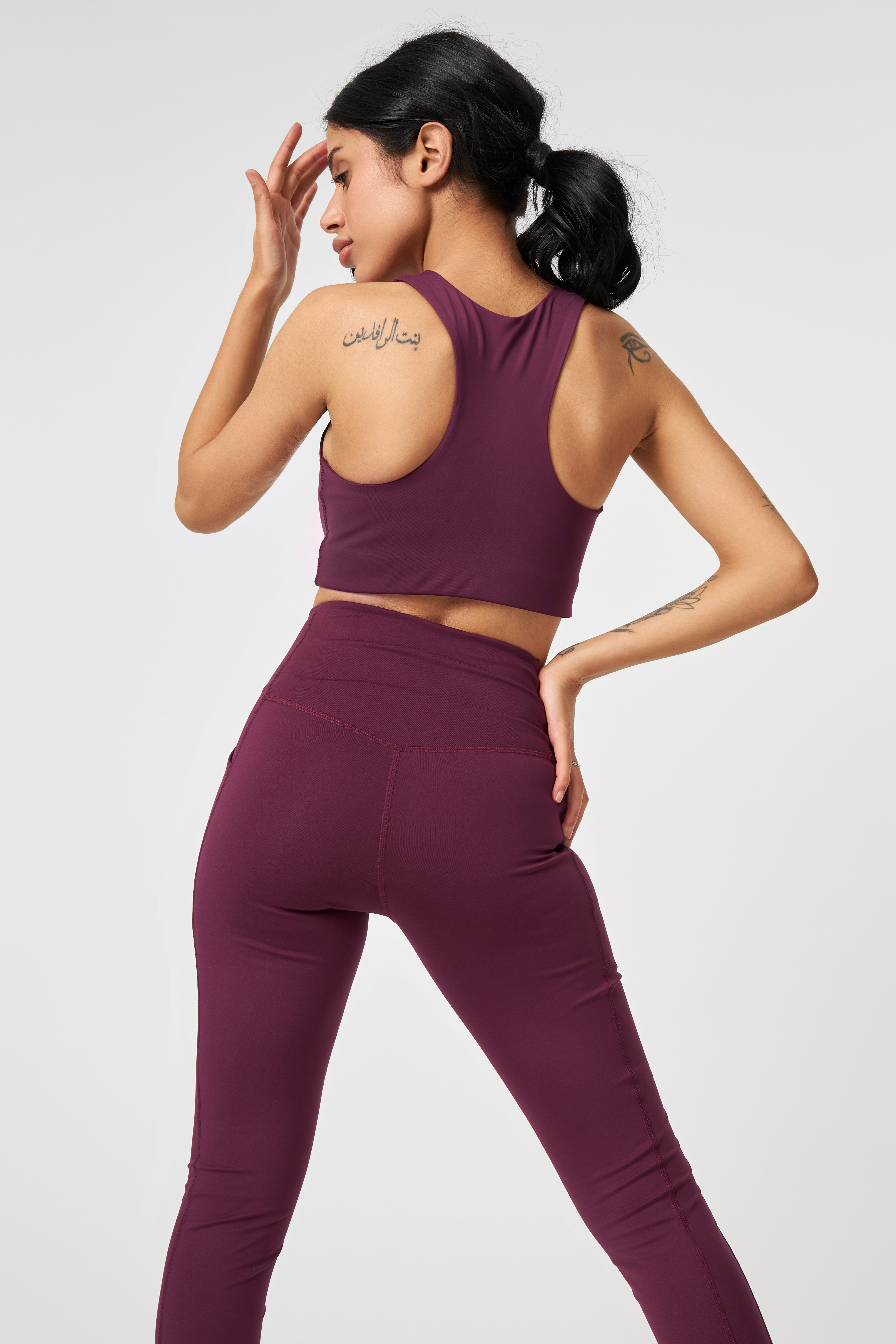 Pocket High-Rise Legging, 7/8, Plum