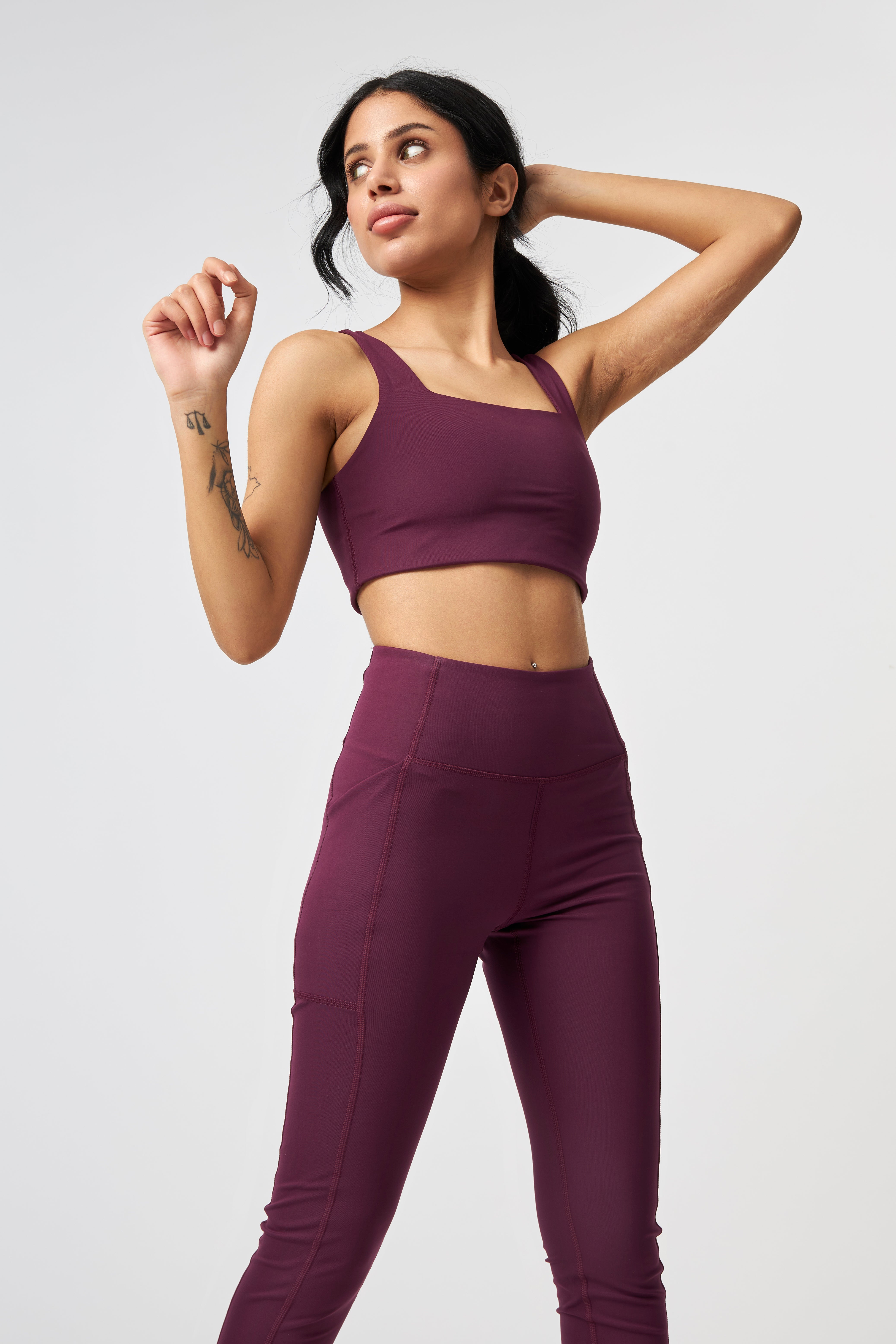Pocket High-Rise Legging, 7/8, Plum
