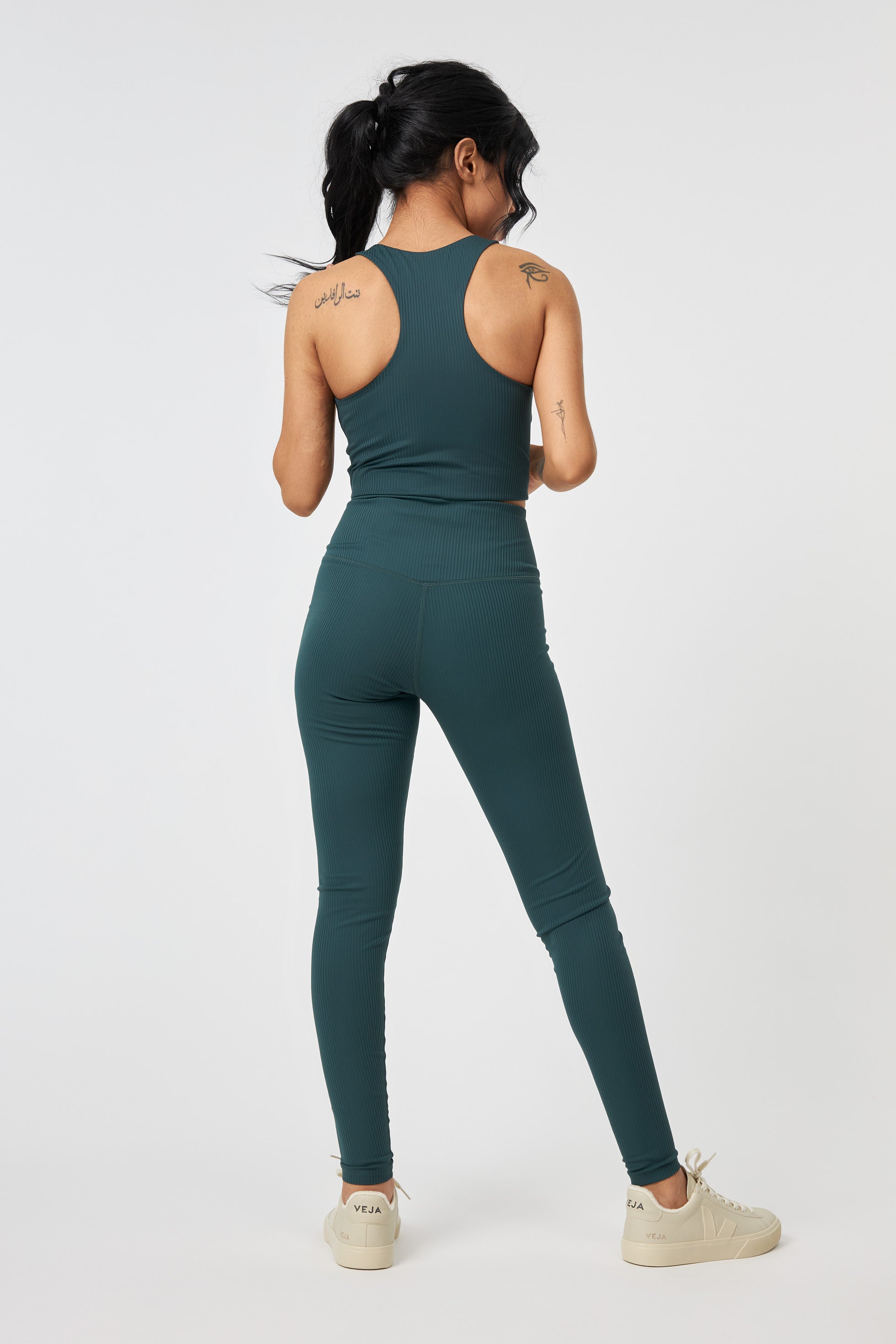 Rib High-Rise Legging, Long, Moss