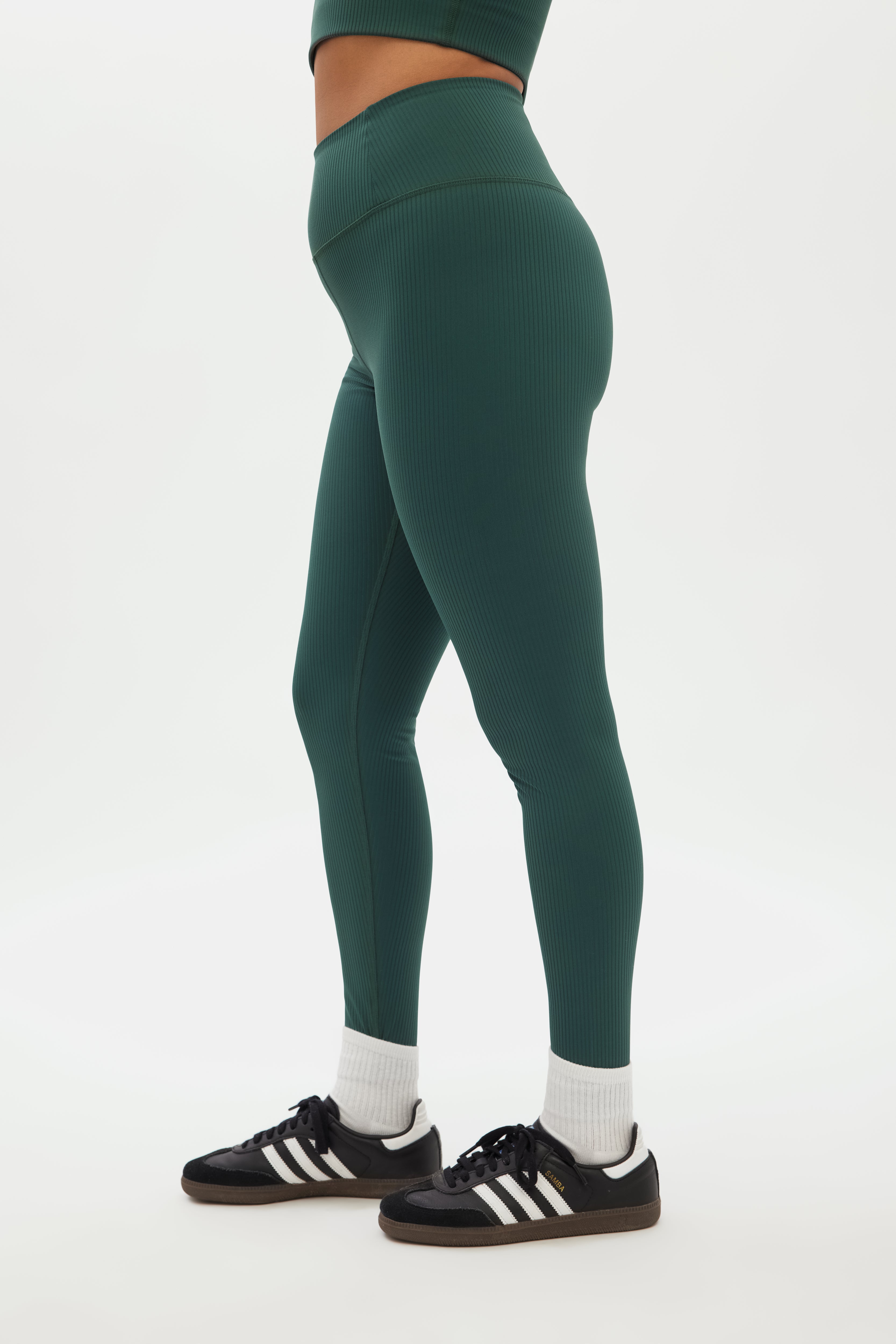 Rib High-Rise Legging, Long, Moss