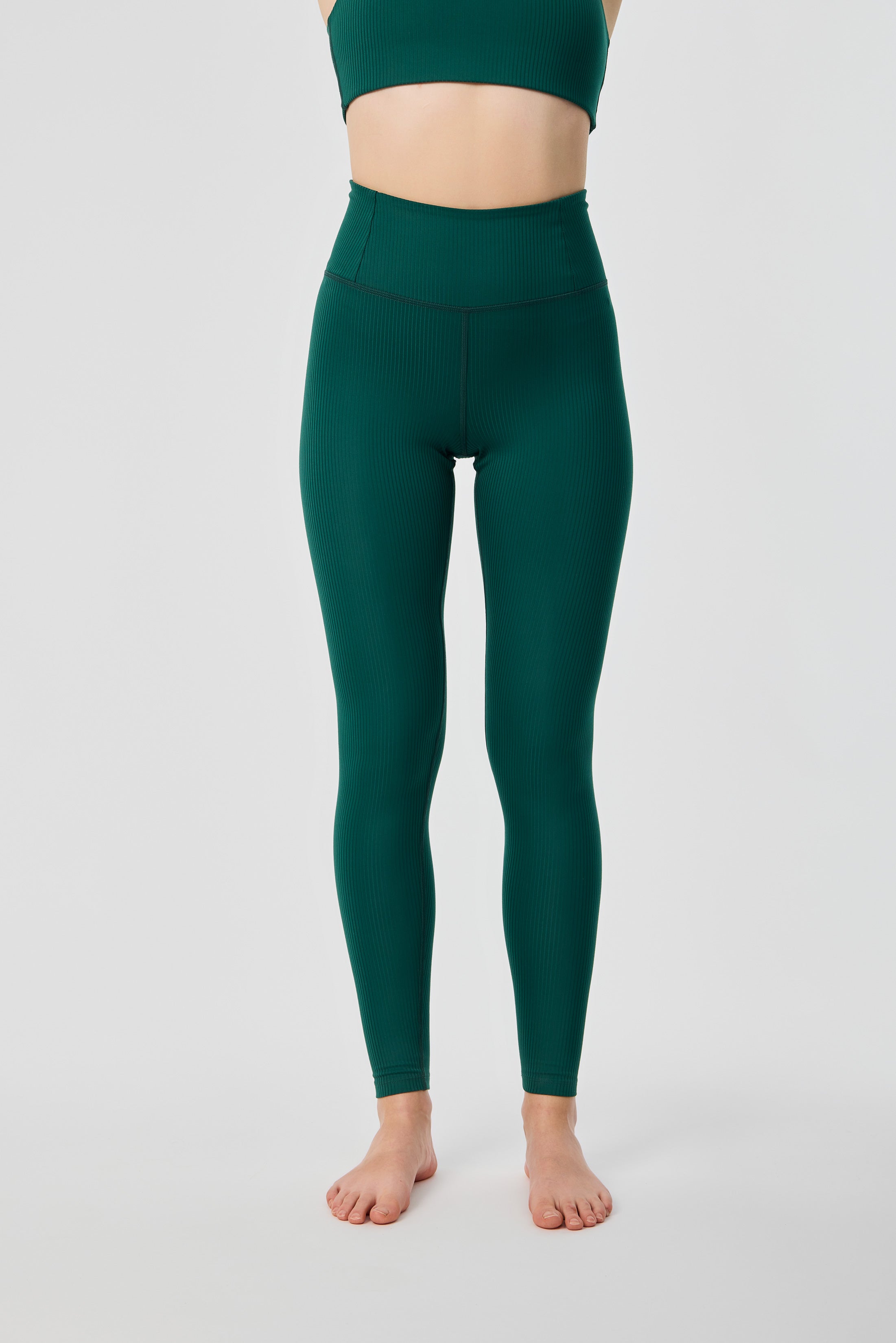 Rib High-Rise Legging, Long, Rain Forest