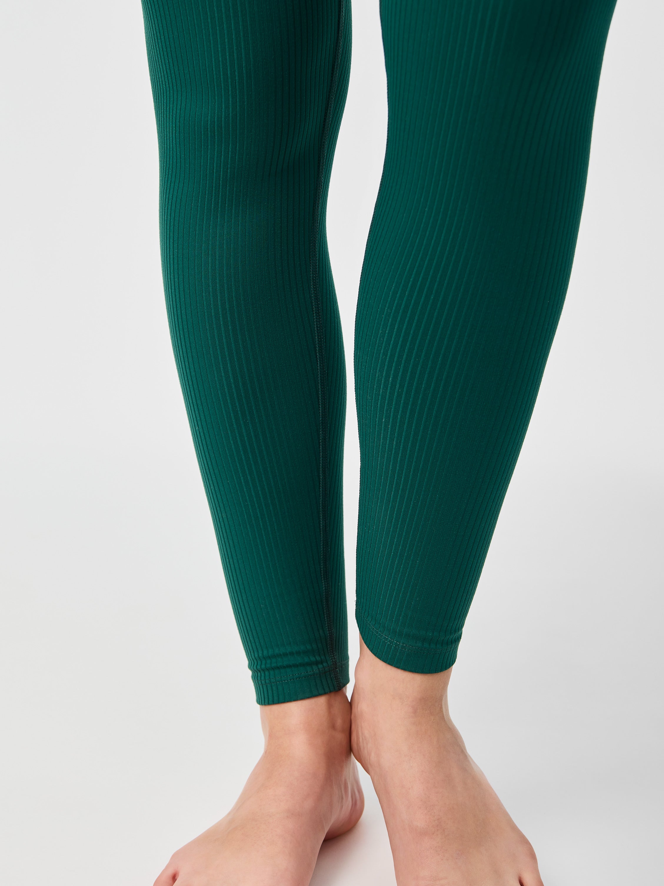 Rib High-Rise Legging, Long, Rain Forest