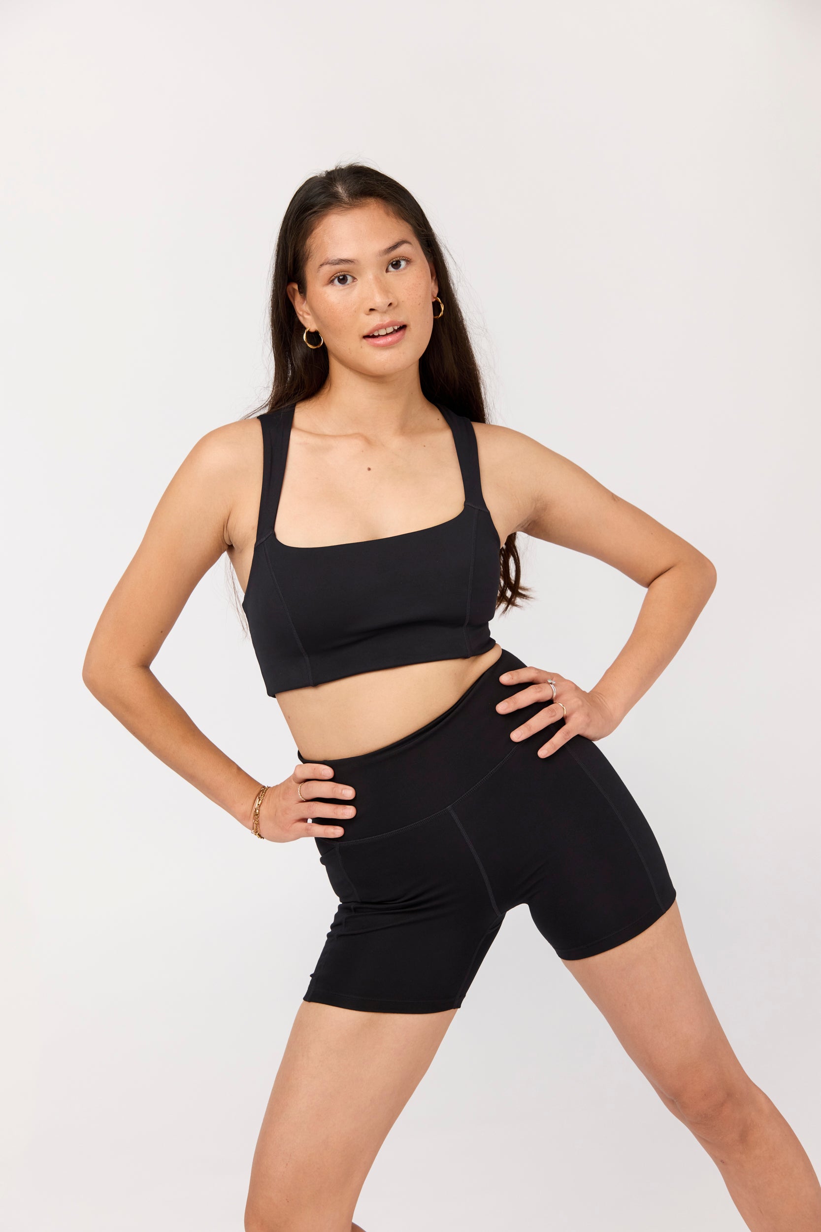 Pocket High-Rise Run Shorts, Black