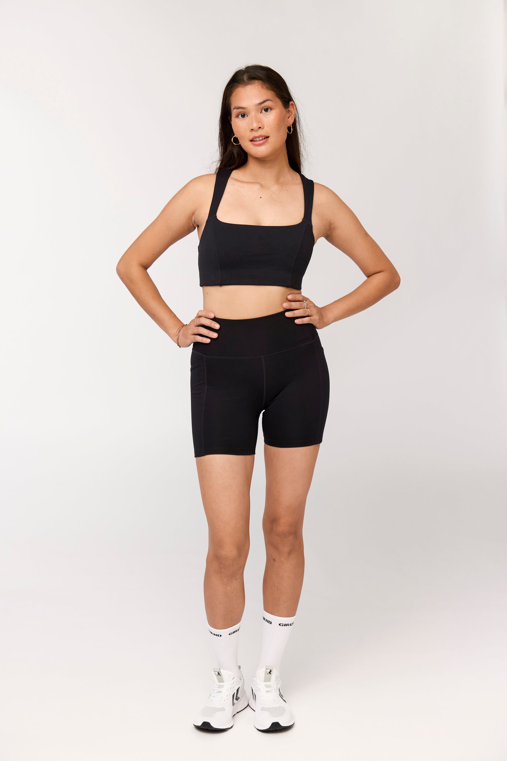 Pocket High-Rise Run Shorts, Black