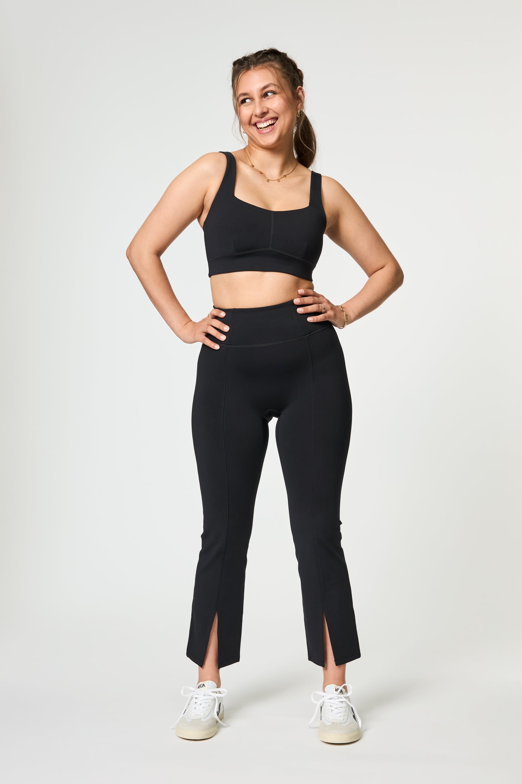 Luxe Split Hem Legging, Black