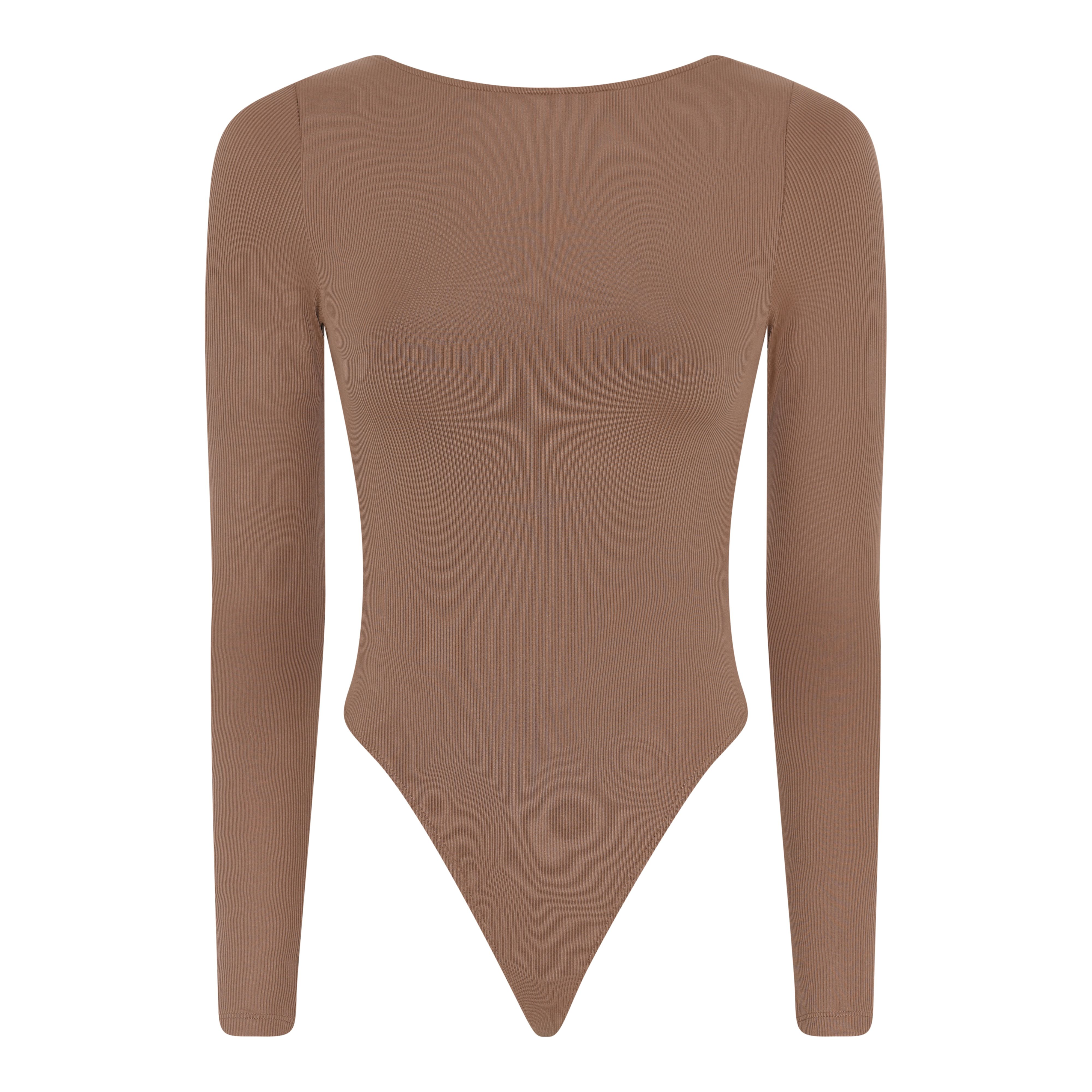 Ava Scoop Back Bodysuit, Thong, Brownie